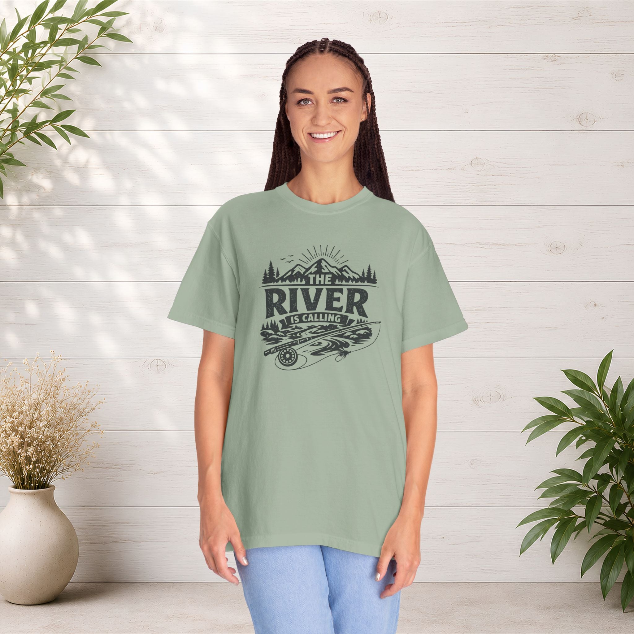 The River Is Calling T-Shirt — Rustic Fishing & Kayak Outdoor Tee