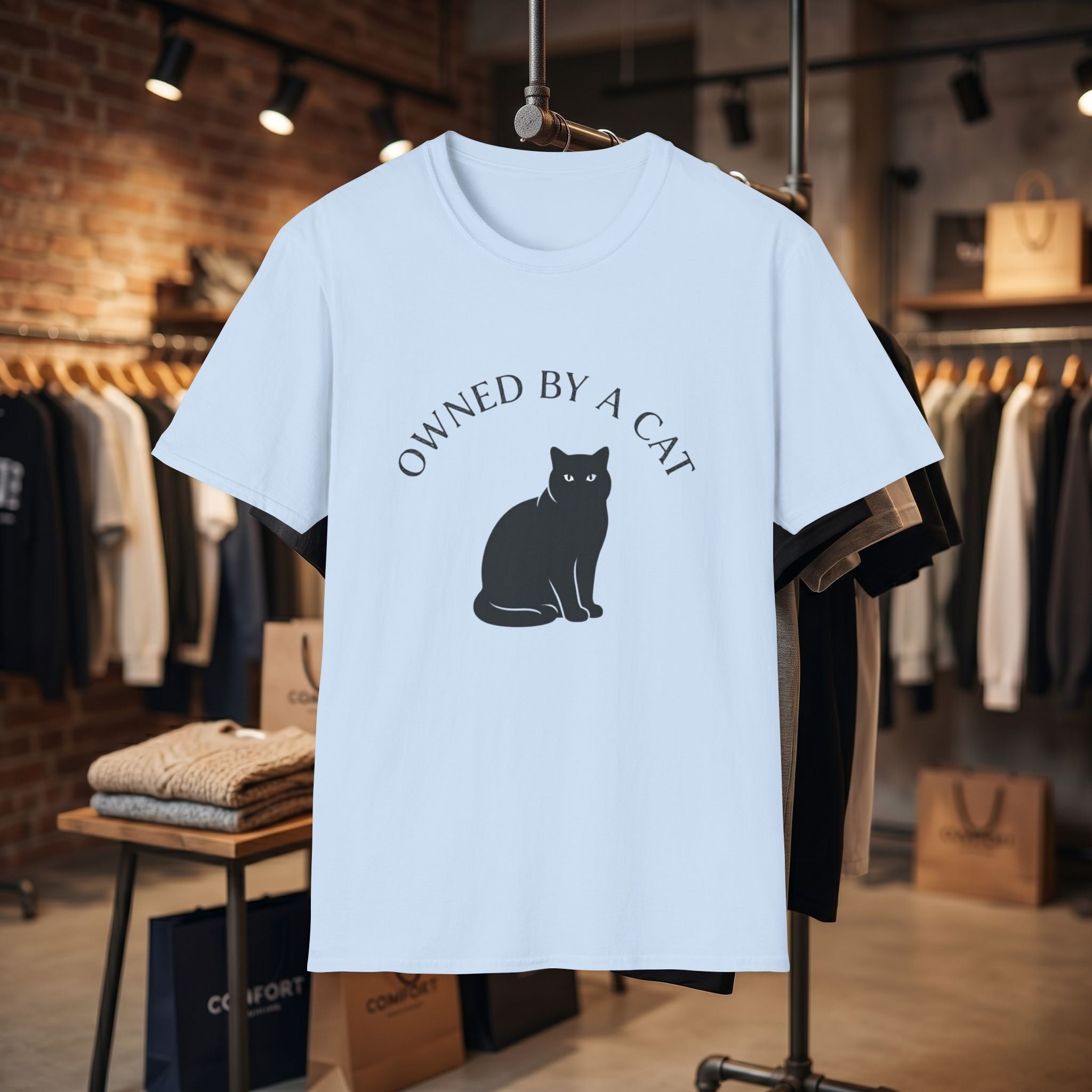 Owned By A Cat T-Shirt | Cat Silhouette Tee, Cat Lover Shirt