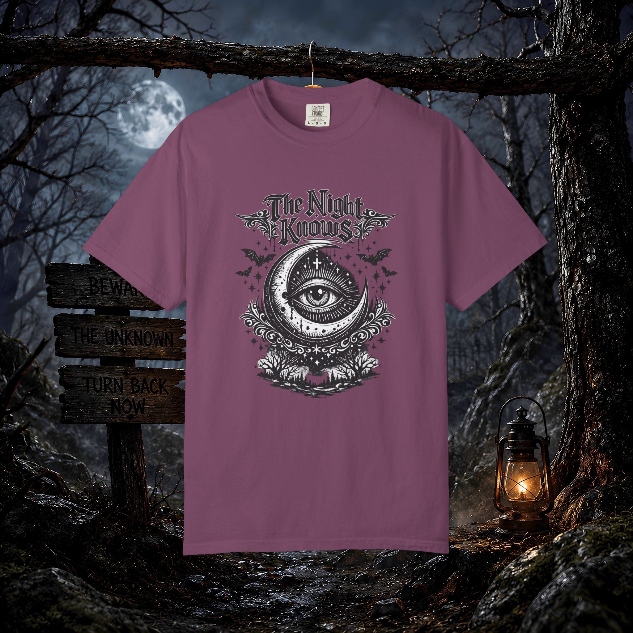 The Night Knows Eye T-Shirt — Mystical Gothic Graphic Tee