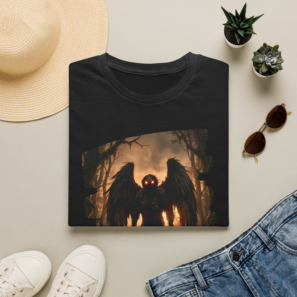 Mothman Cryptid Illustration T-Shirt | Dark Horror Graphic