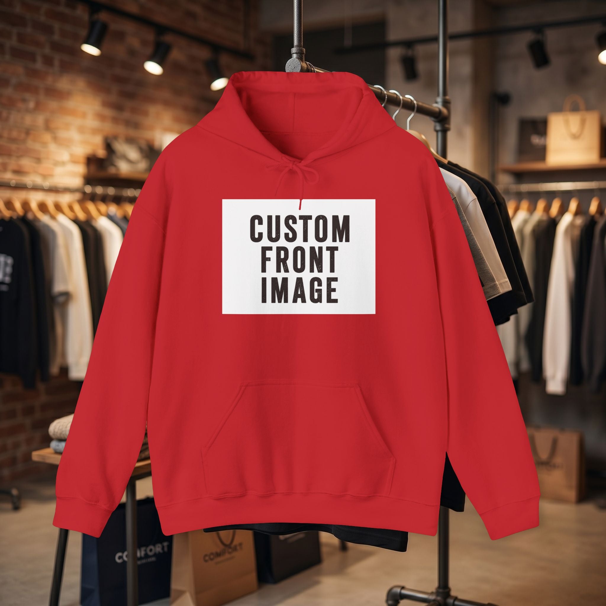 Custom Front Image Hoodie — Personalized White Pullover Hooded Sweatshirt