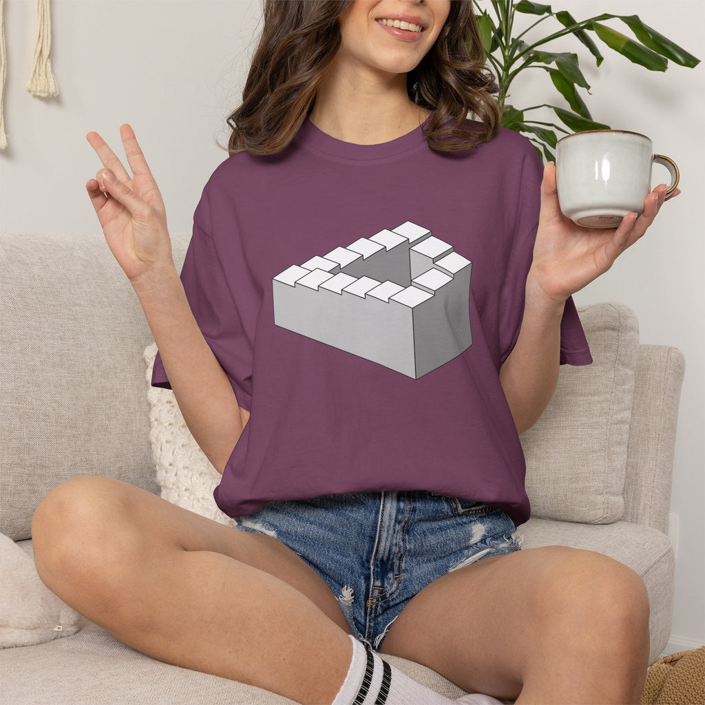 Optical Illusion Staircase Tee — Impossible Step Graphic T-Shirt