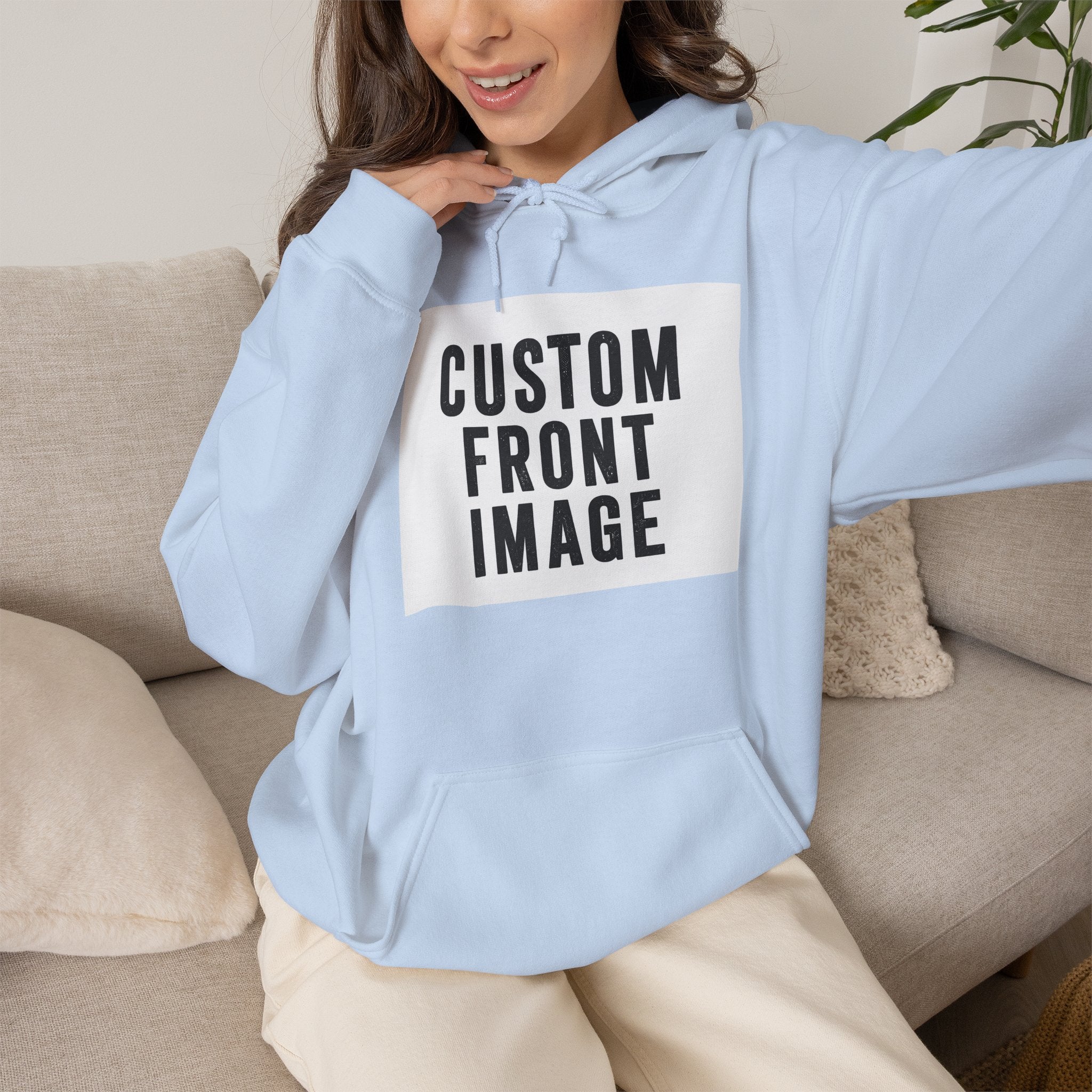 Custom Front Image Hoodie — Personalized White Pullover Hooded Sweatshirt