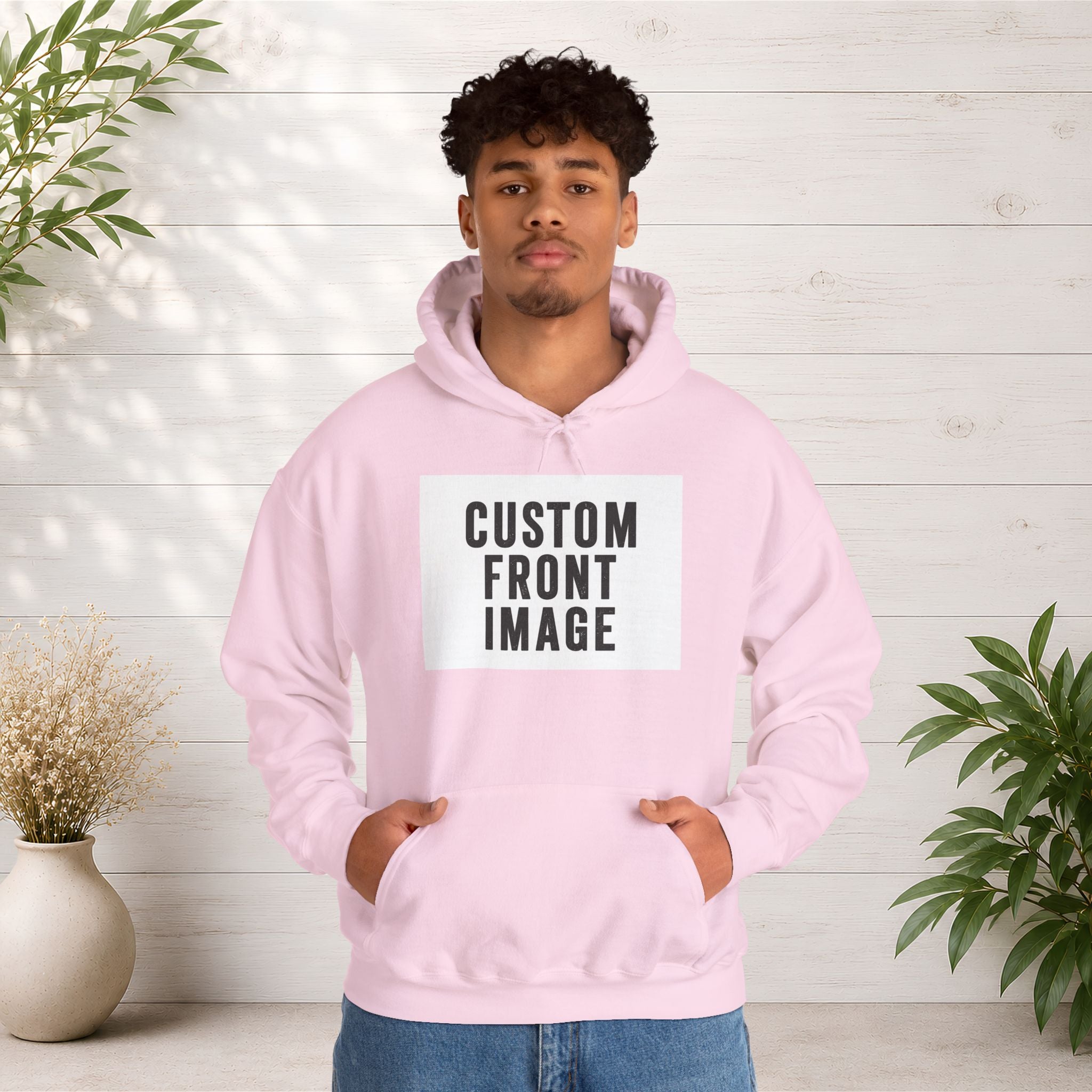 Custom Front Image Hoodie — Personalized White Pullover Hooded Sweatshirt