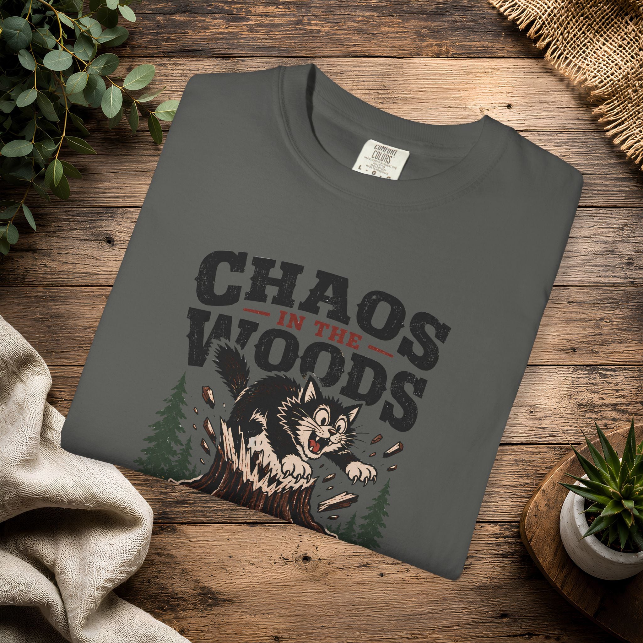 Splinter Cat 'Chaos in the Woods' Graphic Tee — Vintage Outdoor Trail Shirt