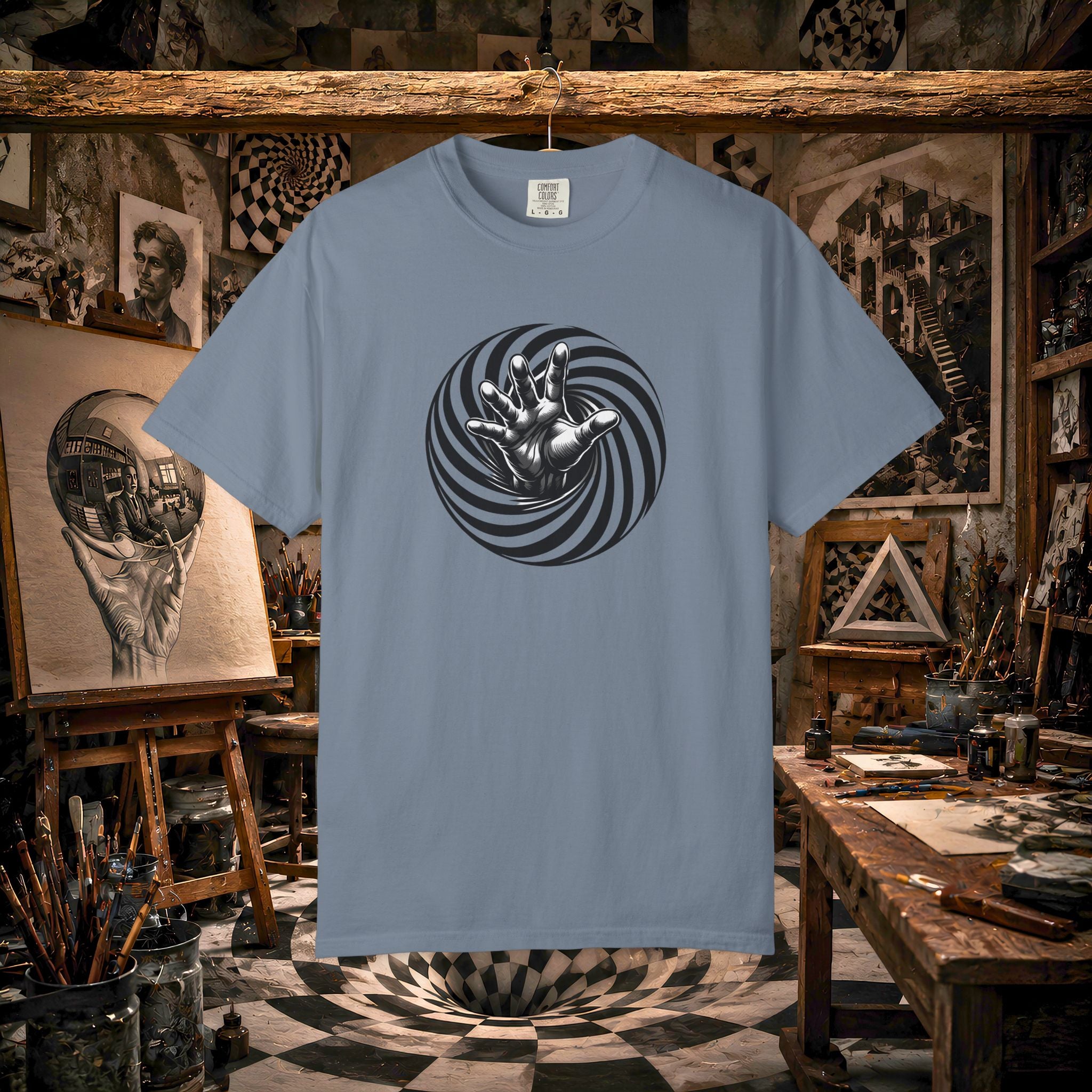 Optical Spiral Hand Graphic T-Shirt