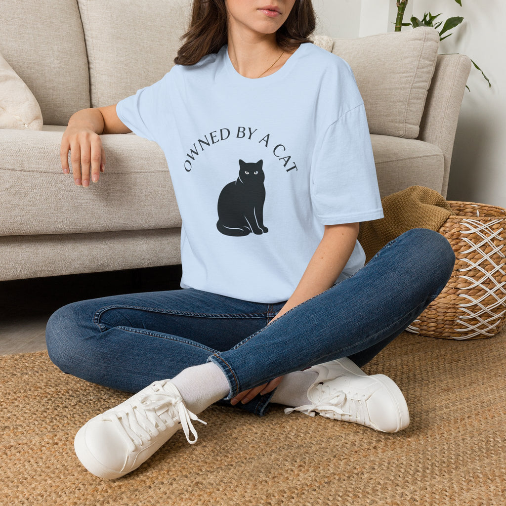 Owned By A Cat T-Shirt | Cat Silhouette Tee, Cat Lover Shirt