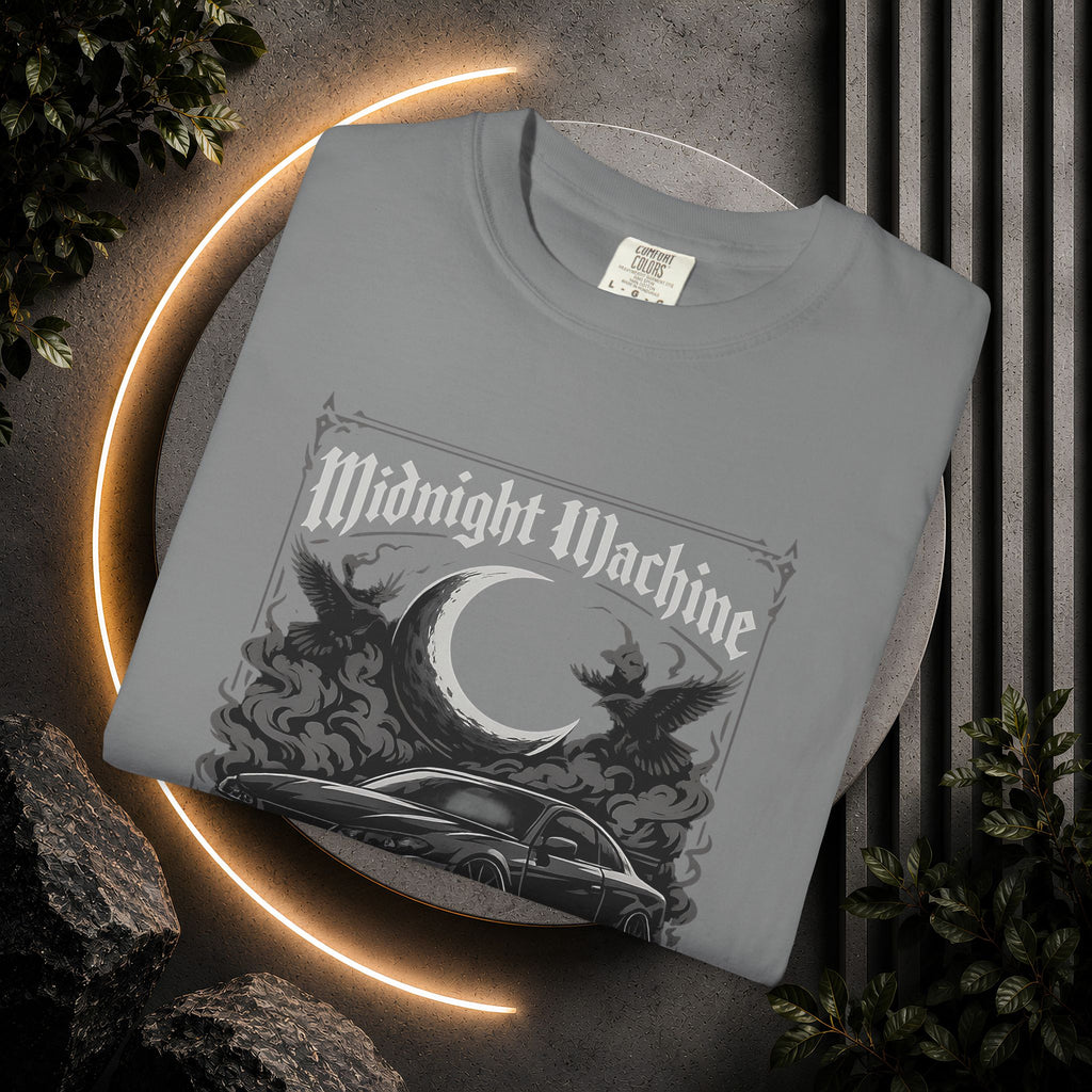Midnight Machine Graphic T-Shirt — Retro Car Moon Tee for Night Drivers