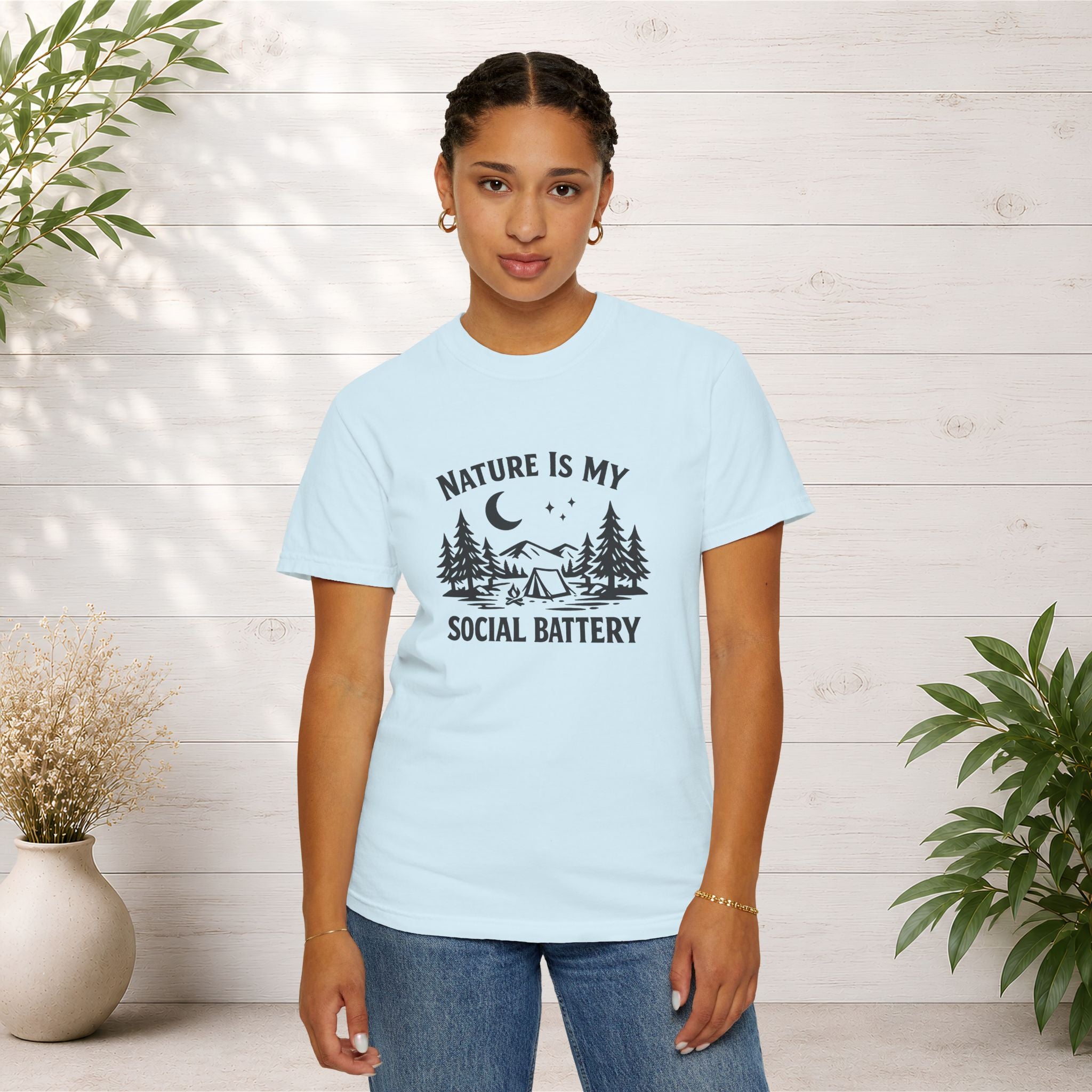 Nature Is My Social Battery T-Shirt — Outdoor Enthusiast Graphic Tee