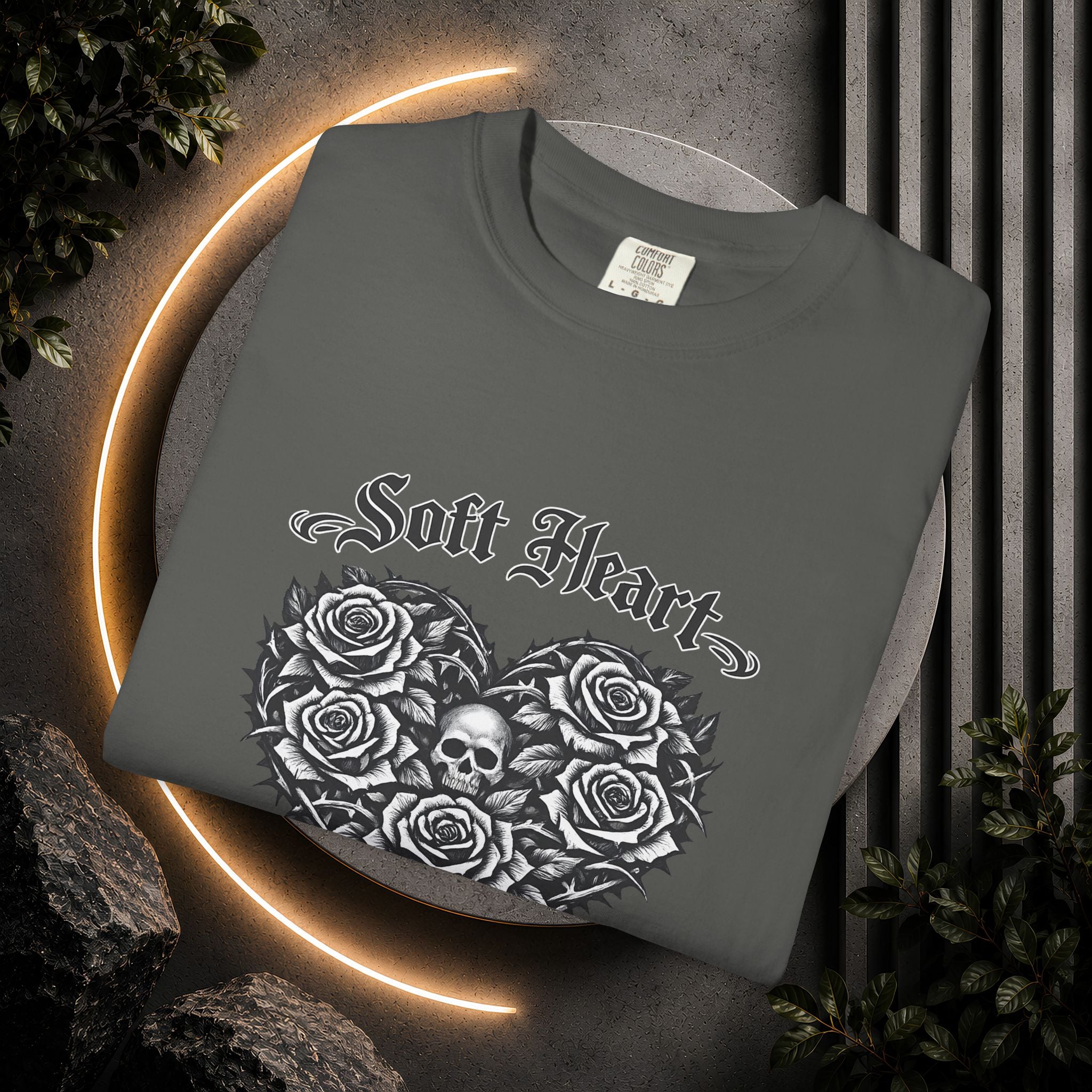 Soft Heart Dark Soul T-Shirt — Gothic Rose Skull Graphic Tee