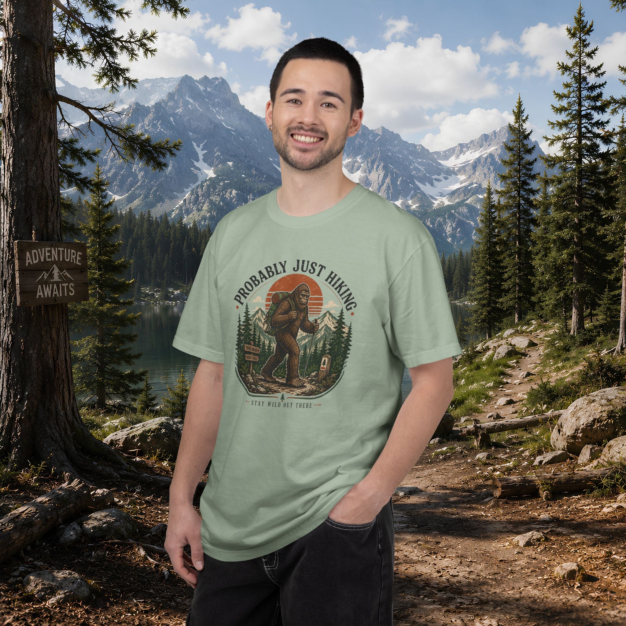 Probably Just Hiking T-Shirt — Bigfoot Forest Adventure Tee