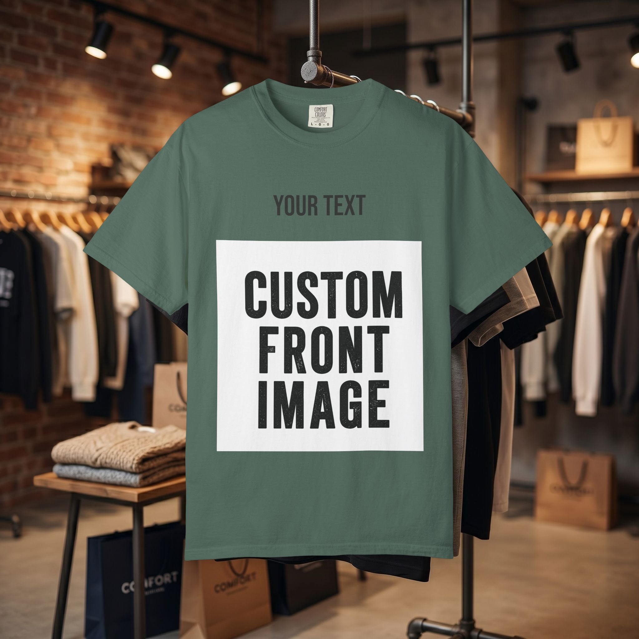 Custom Front Square Print T-Shirt — Personalized Text & Image Tee
