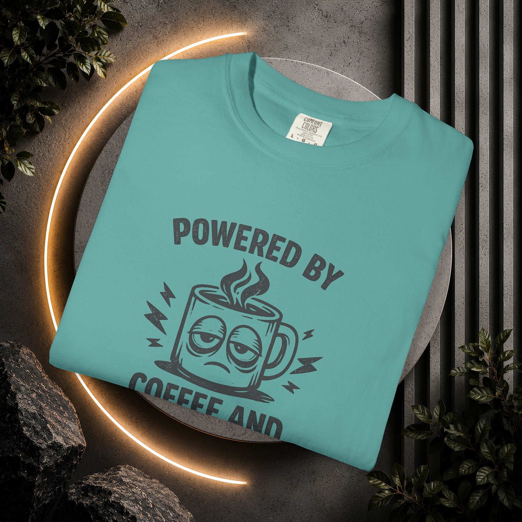 Coffee & Questionable Decisions T-Shirt – Powered by Coffee Graphic Tee