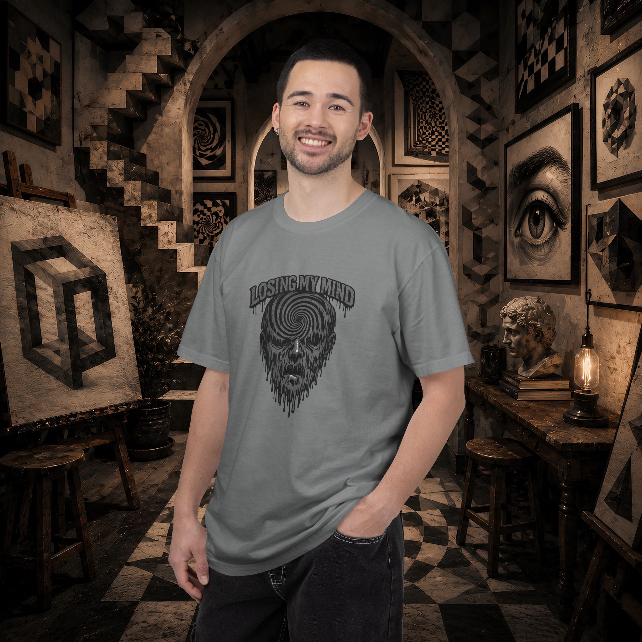 Losing My Mind Skull Tee — Psychedelic Spiral Graphic T-Shirt