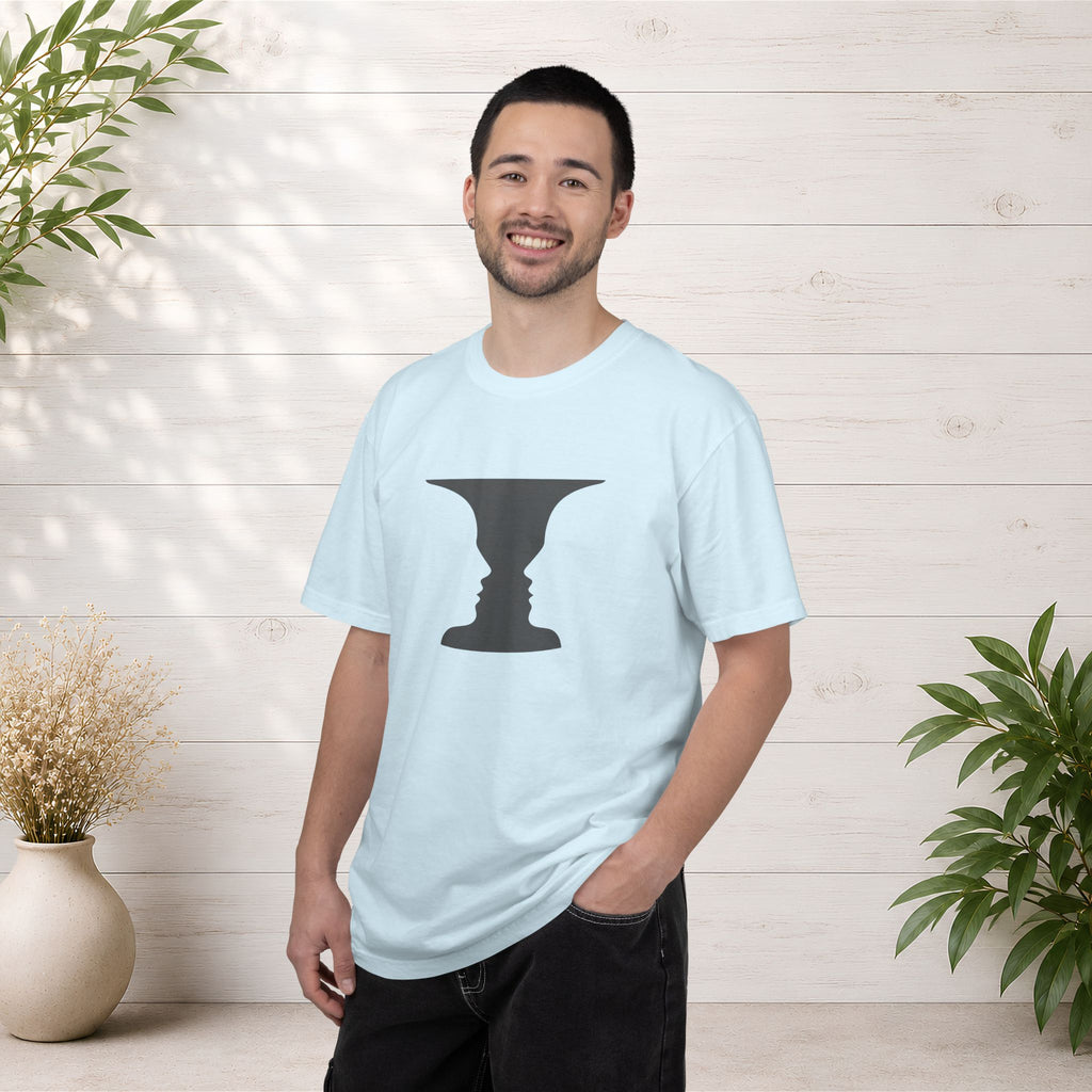 Optical Illusion Vase T-Shirt — Rubin’s Face Profile Graphic Tee