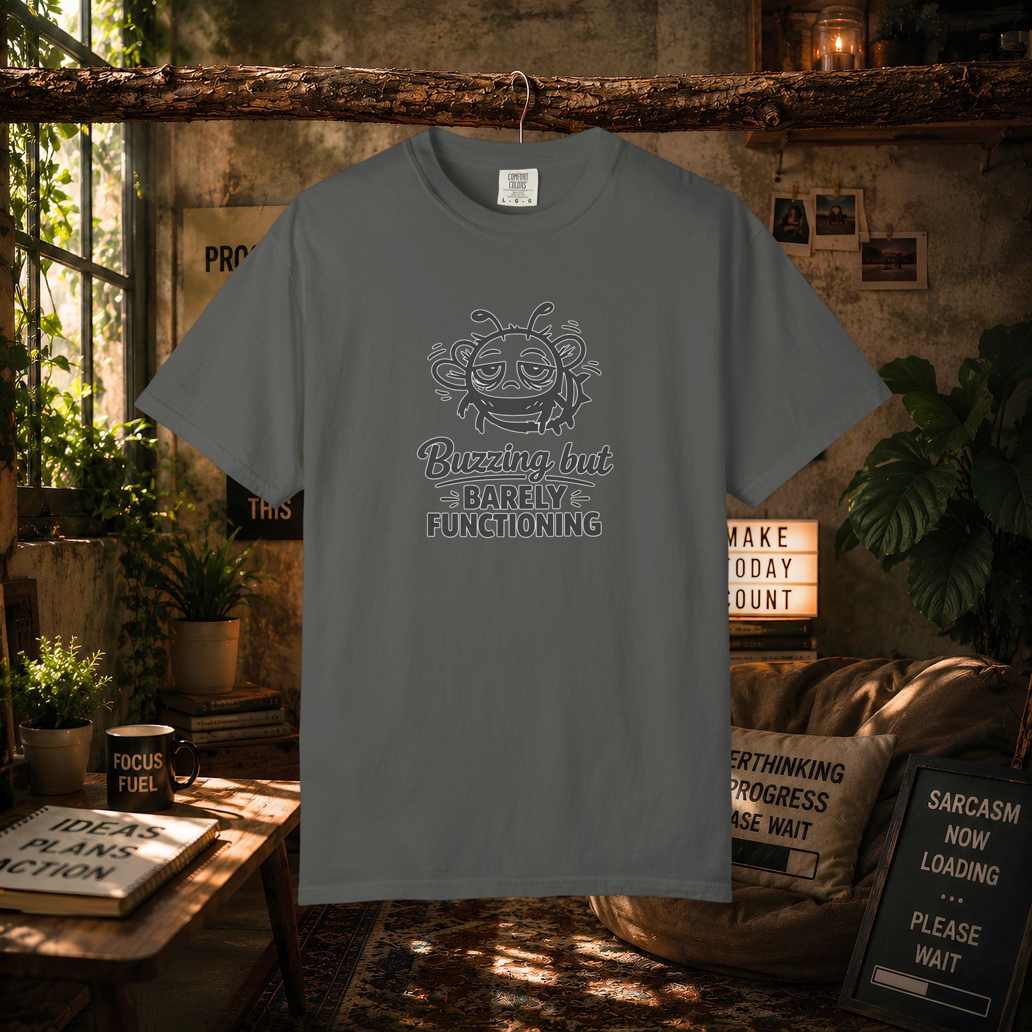Buzzing But Barely Functioning T-Shirt — Funny Bee Graphic Tee