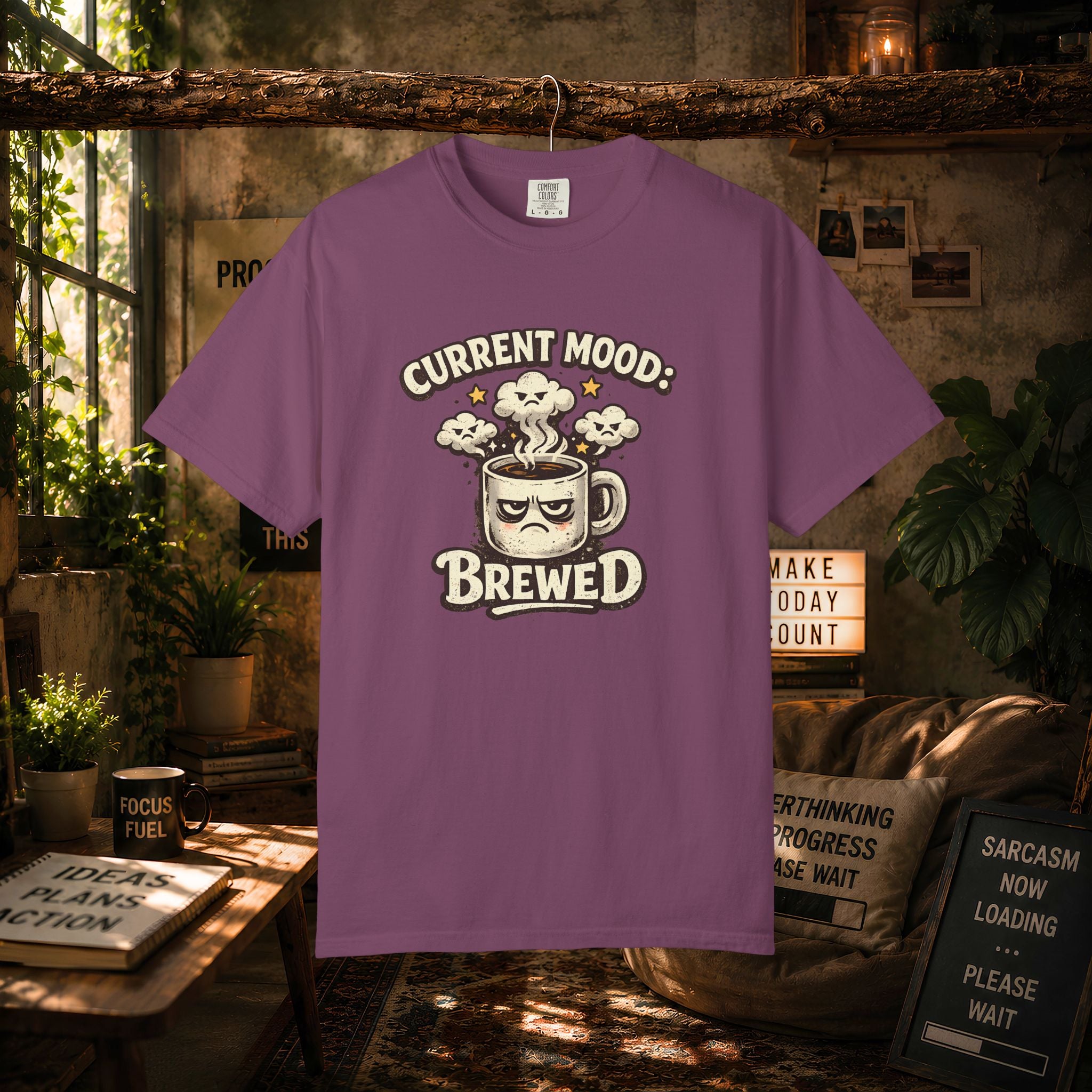 Coffee T-Shirt — "Current Mood: Brewed" Graphic Tee