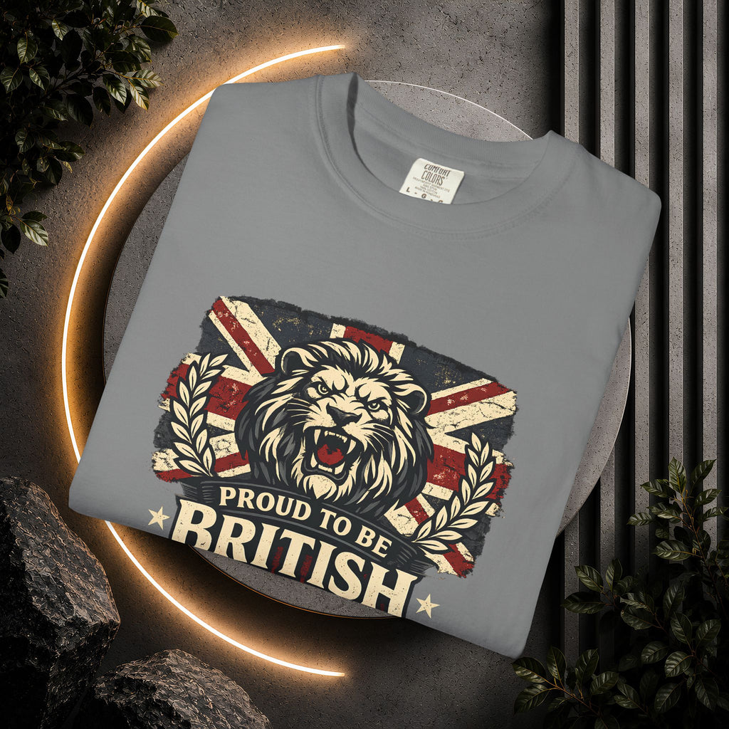 British Lion T-Shirt — "Proud to Be British" Union Jack Graphic Tee