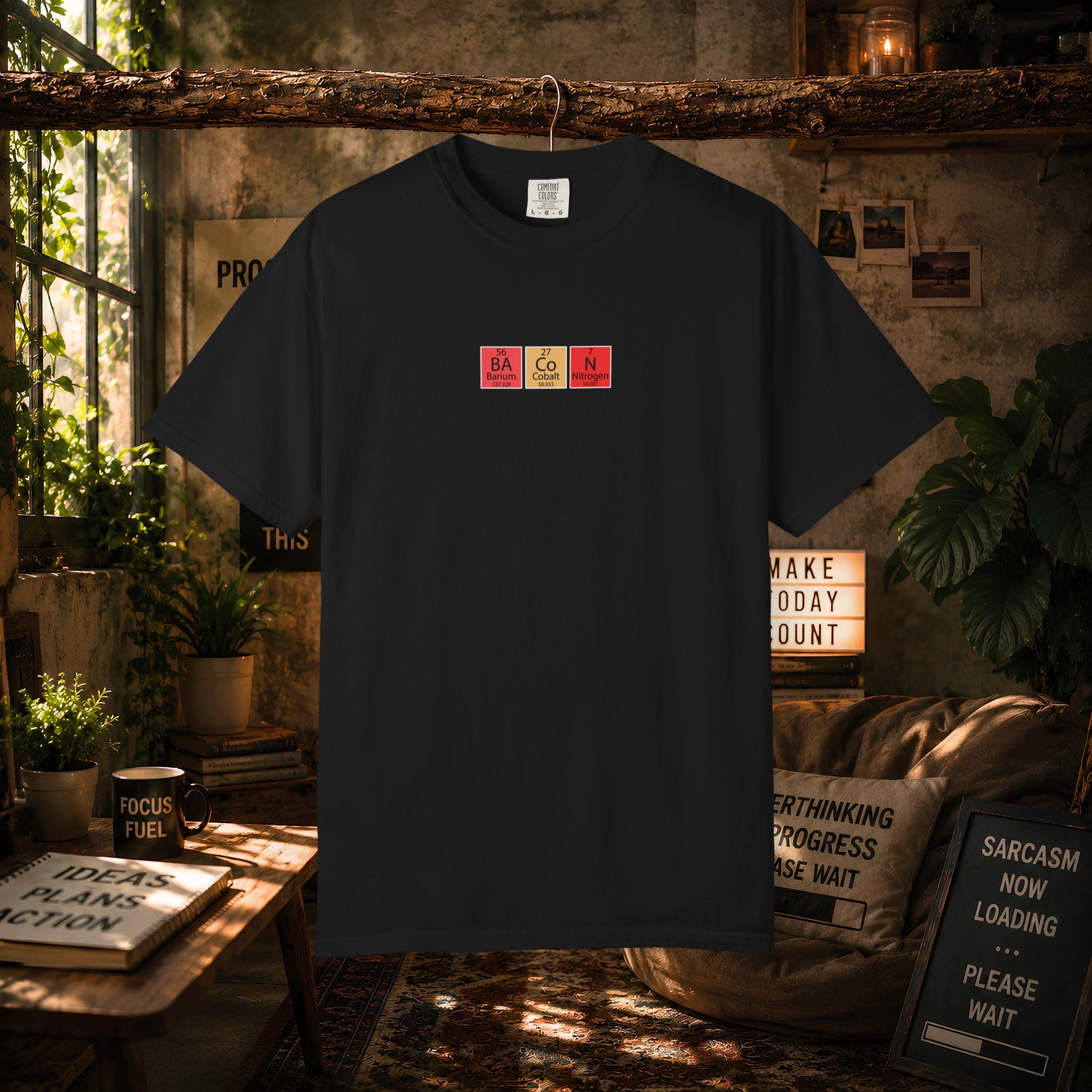 Bacon Chemistry T-Shirt — Periodic Table Style Food Graphic Tee