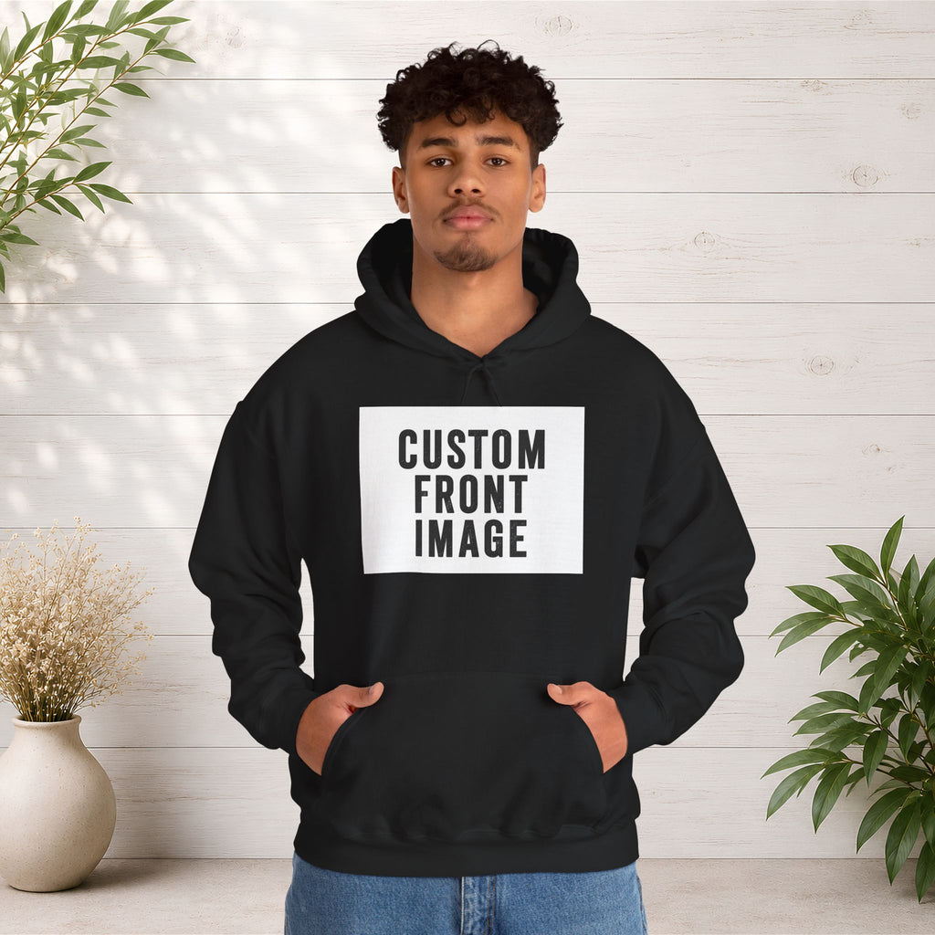 Custom Front Image Hoodie — Personalized White Pullover Hooded Sweatshirt