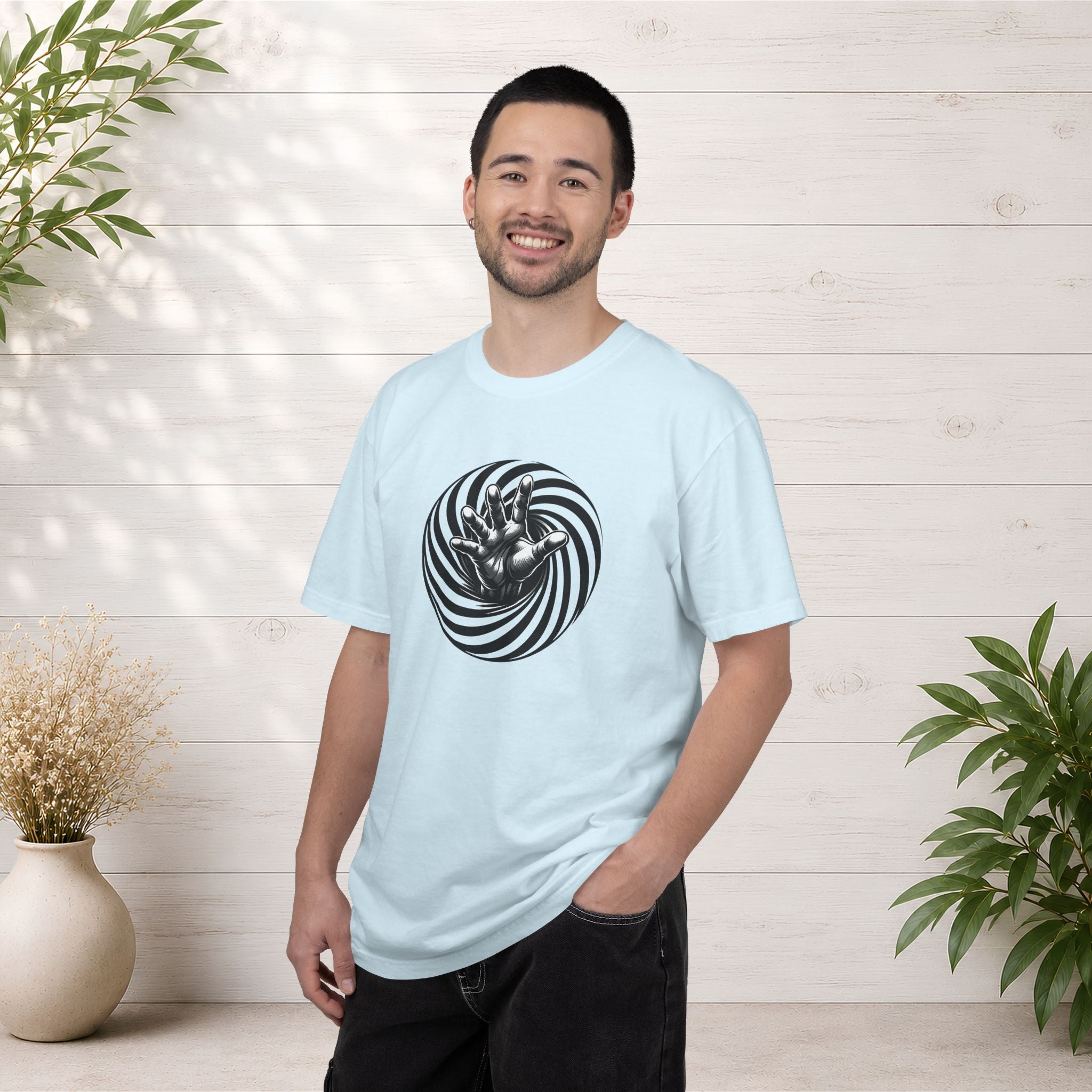 Optical Spiral Hand Graphic T-Shirt