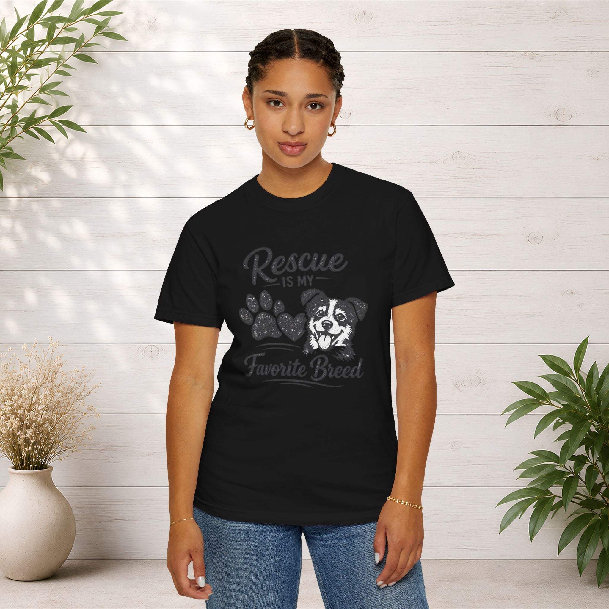 Rescue Is My Favorite Breed T-Shirt — Dog Rescue Paw Print Tee