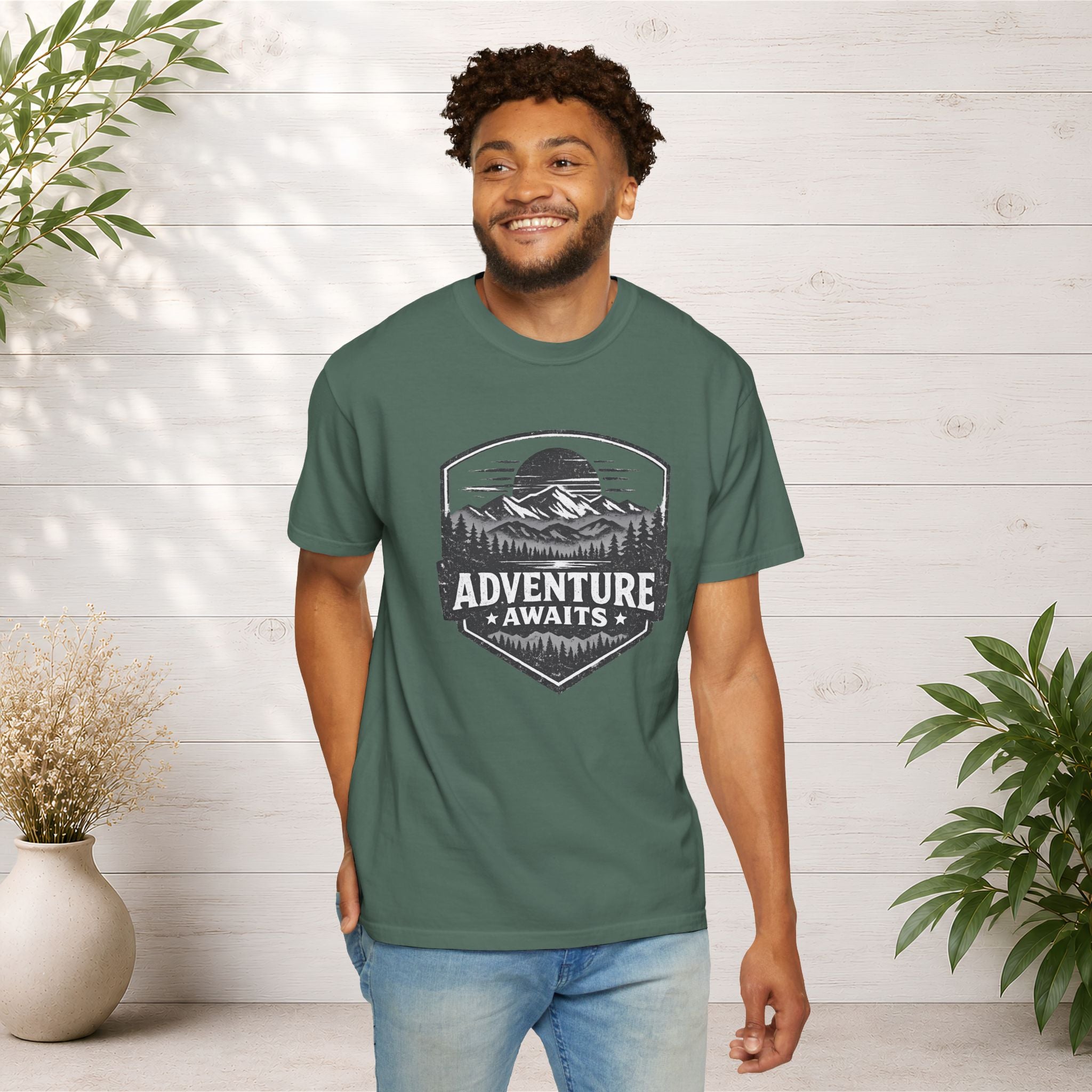Adventure Awaits T-Shirt — Mountain Hiking Outdoors Tee