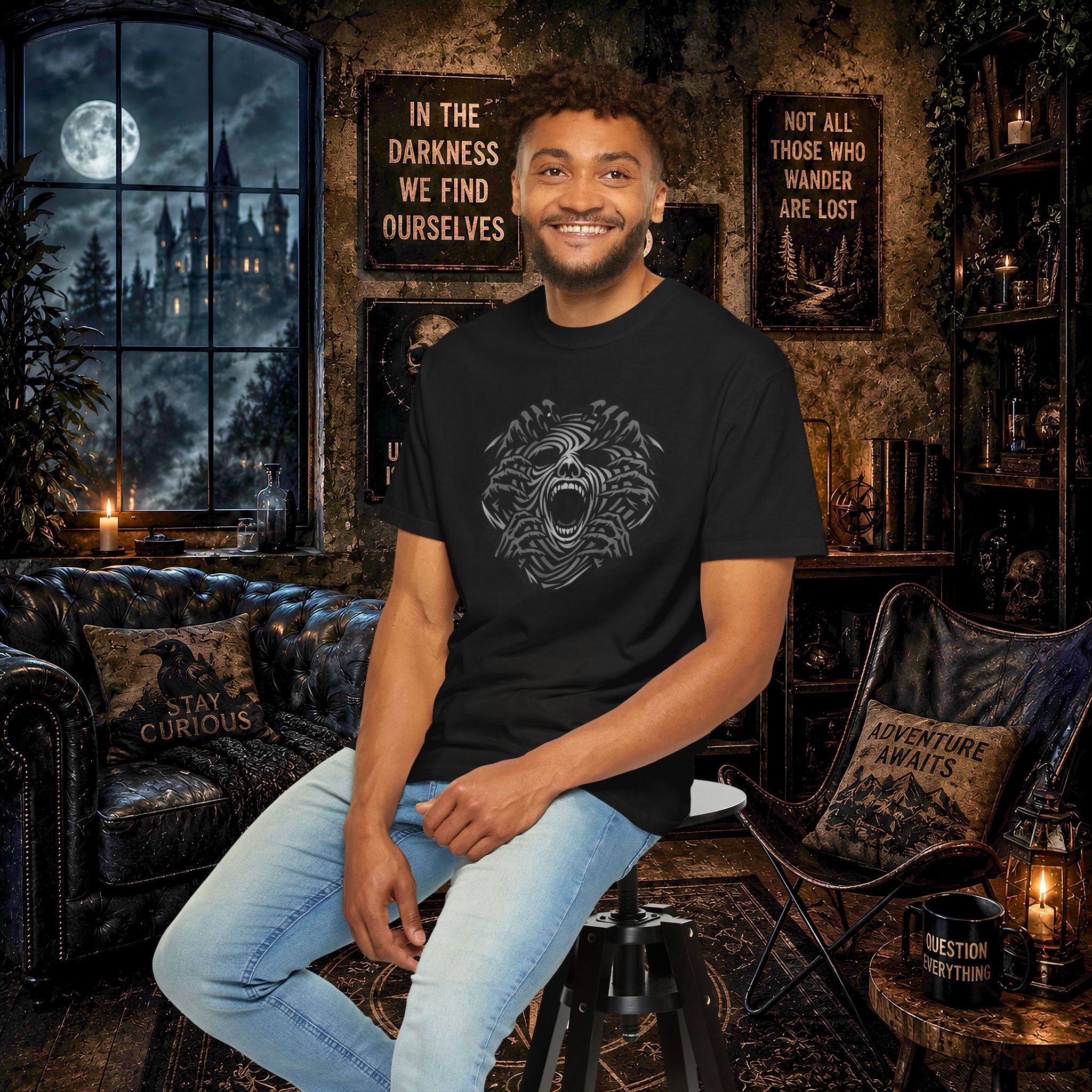 Shadow Hands Face Illusion T-Shirt