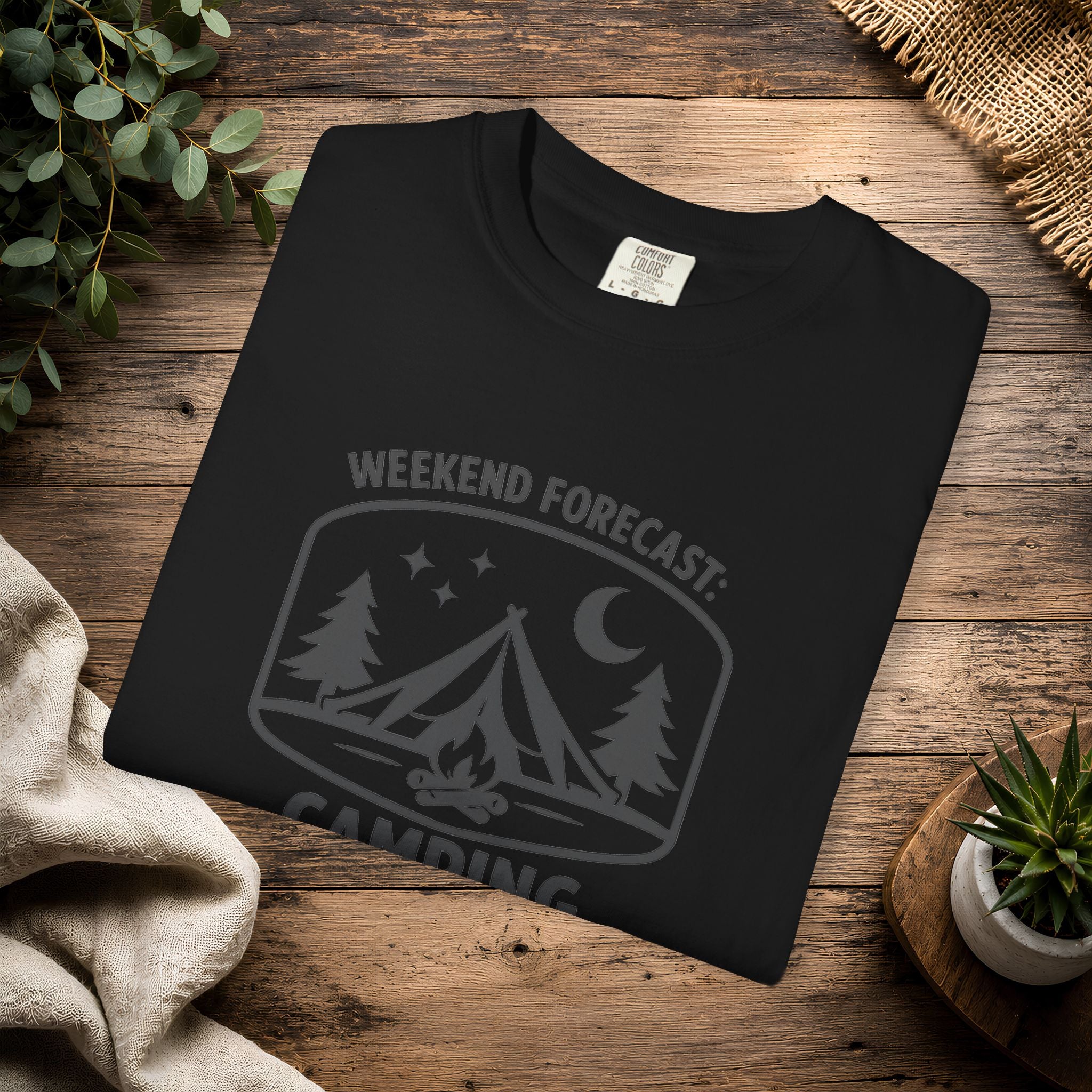 Camping T-Shirt — "Weekend Forecast: Camping" Outdoor Adventure Tee