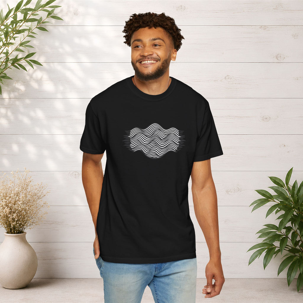 Minimal Wave Graphic T-Shirt — Abstract Line Art Tee