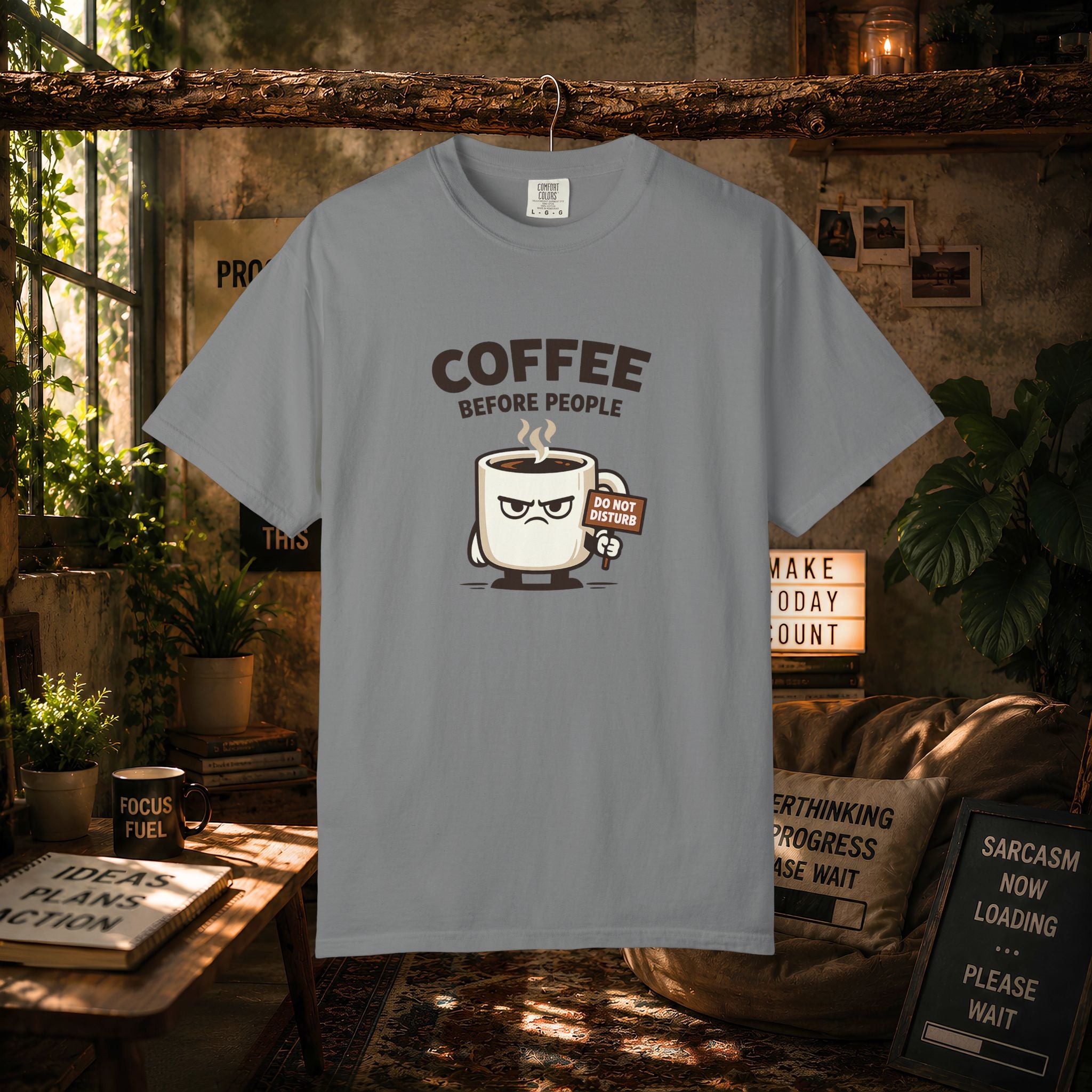 Coffee Before People T‑Shirt — Funny Morning Coffee Graphic Tee