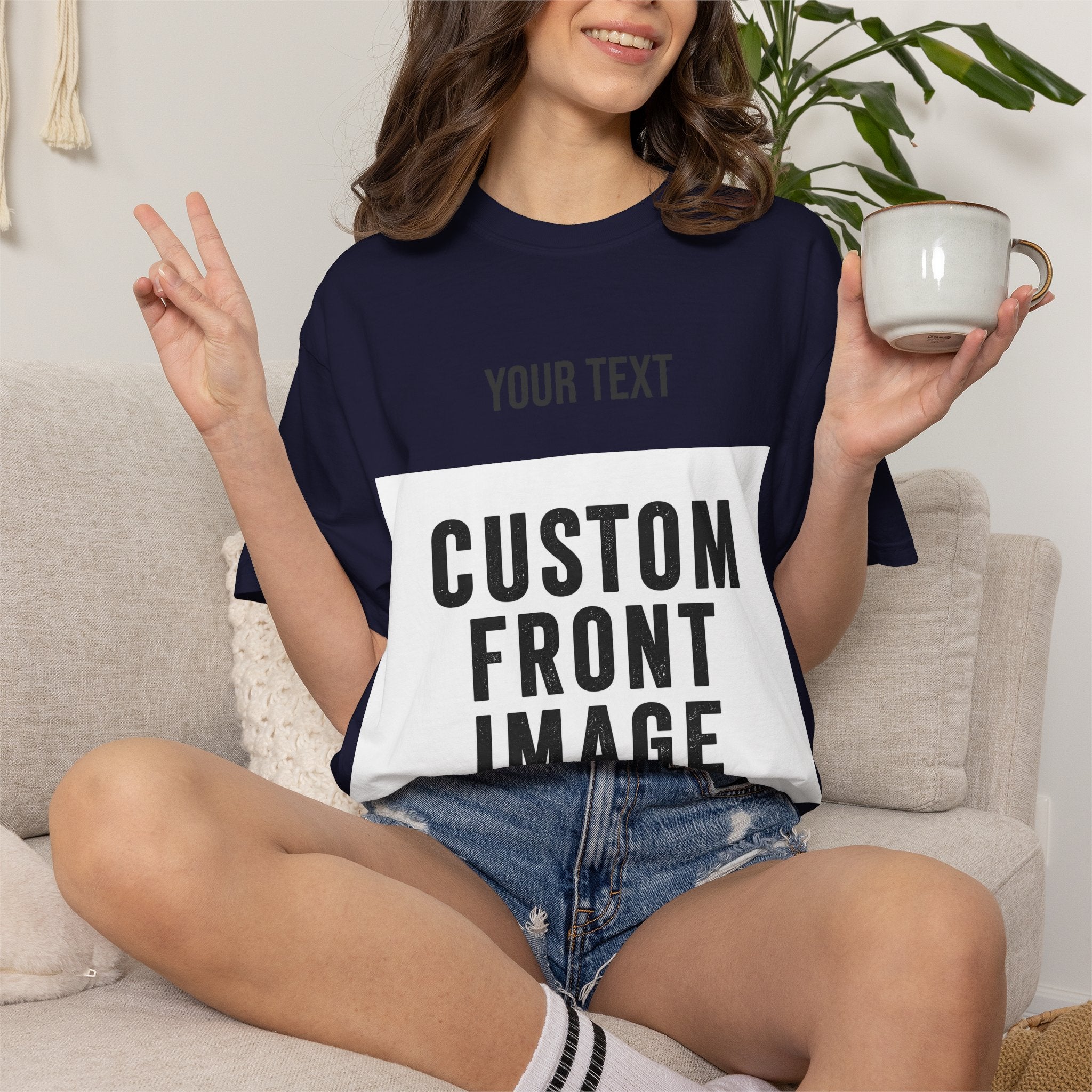 Custom Front Landscape Print T-Shirt — Personalized Text & Image Tee