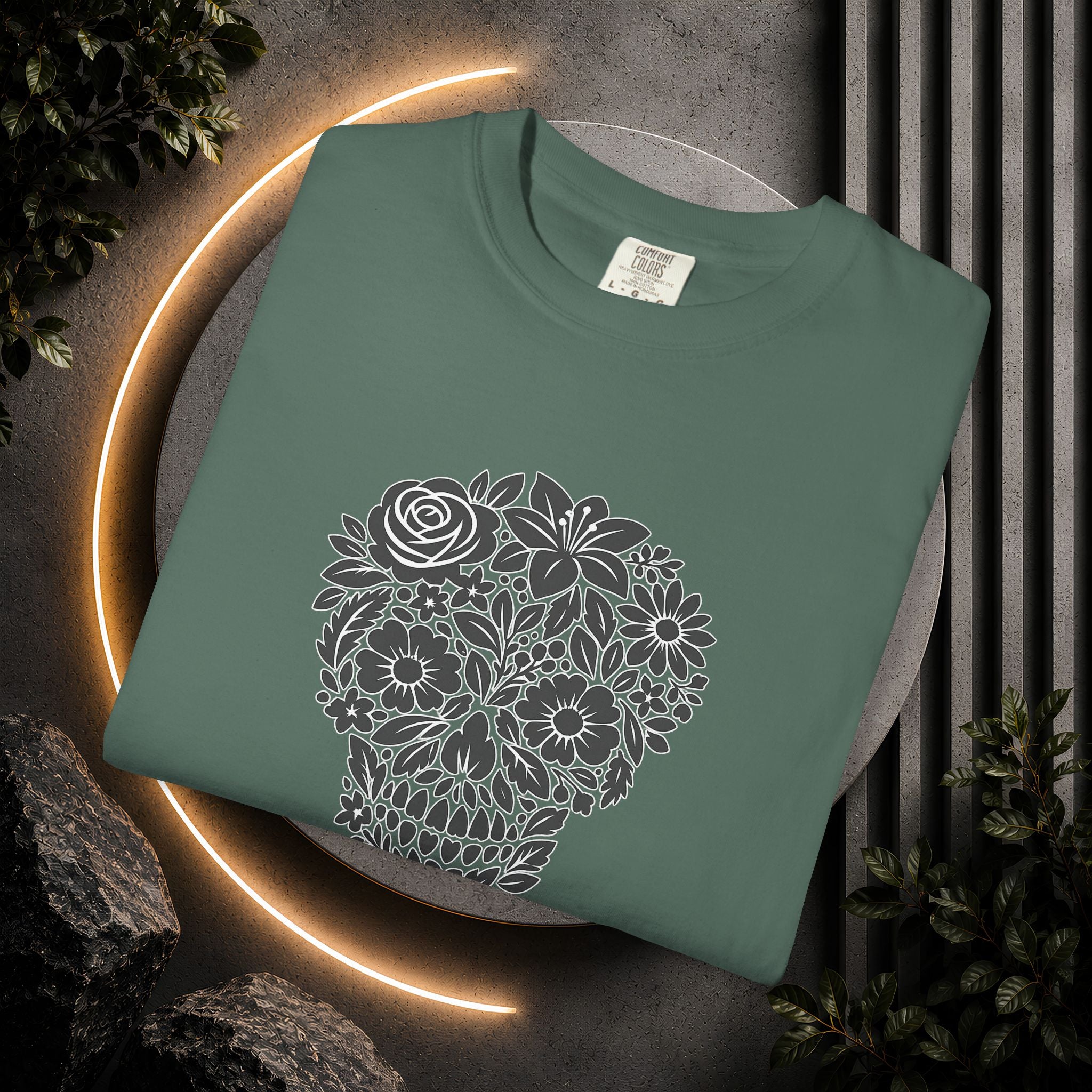 Floral Sugar Skull T-Shirt — Day of the Dead Floral Skull Tee