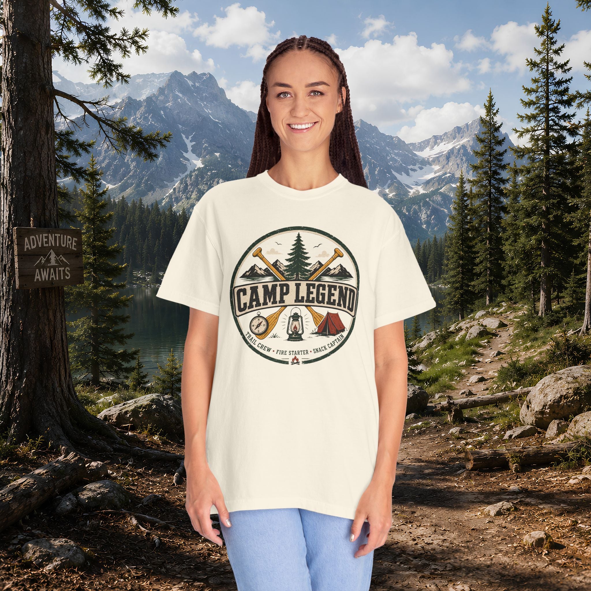 Camp Legend T-Shirt — Vintage Camping Badge Tee