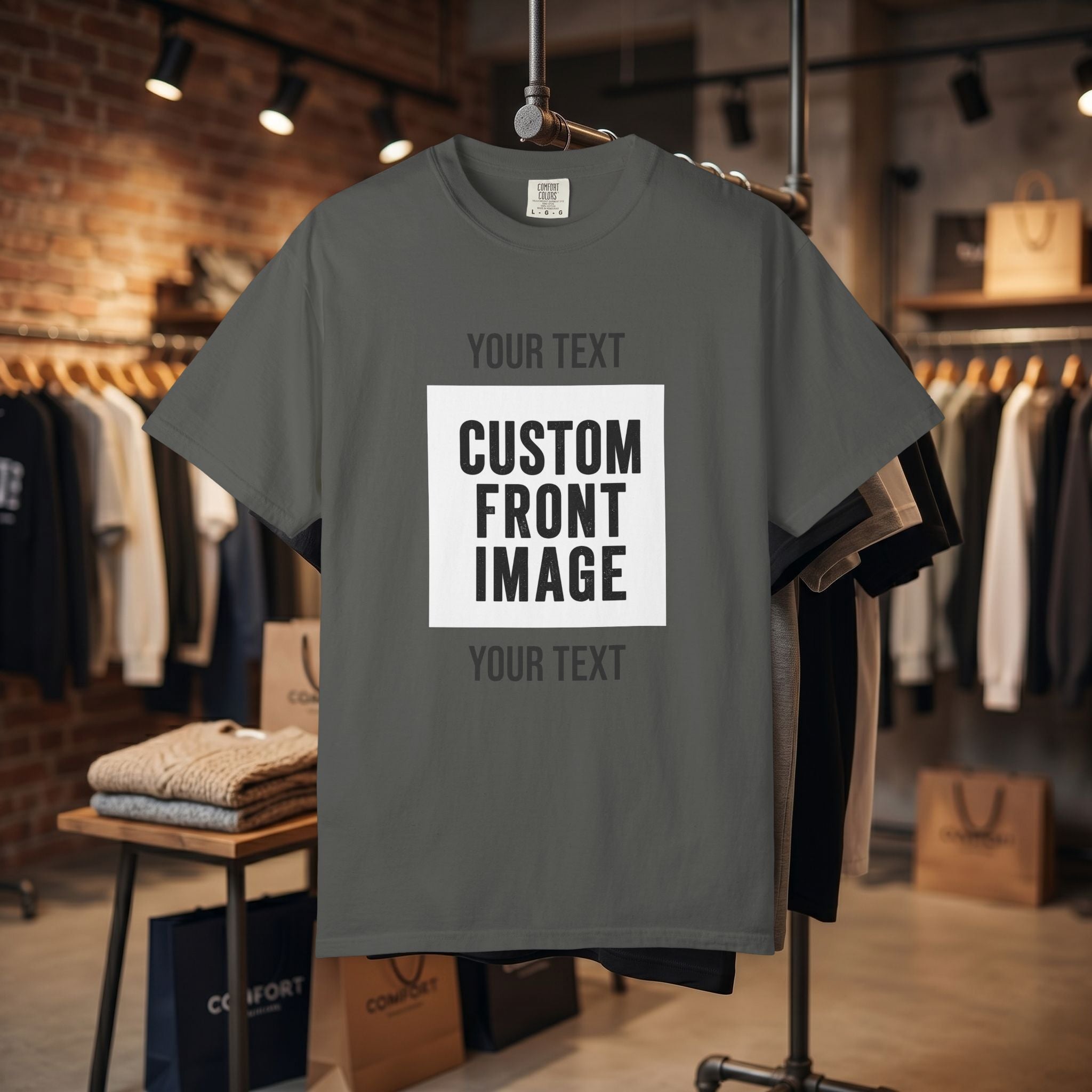 Custom Front Square Print T-Shirt — Personalized Text & Image Tee