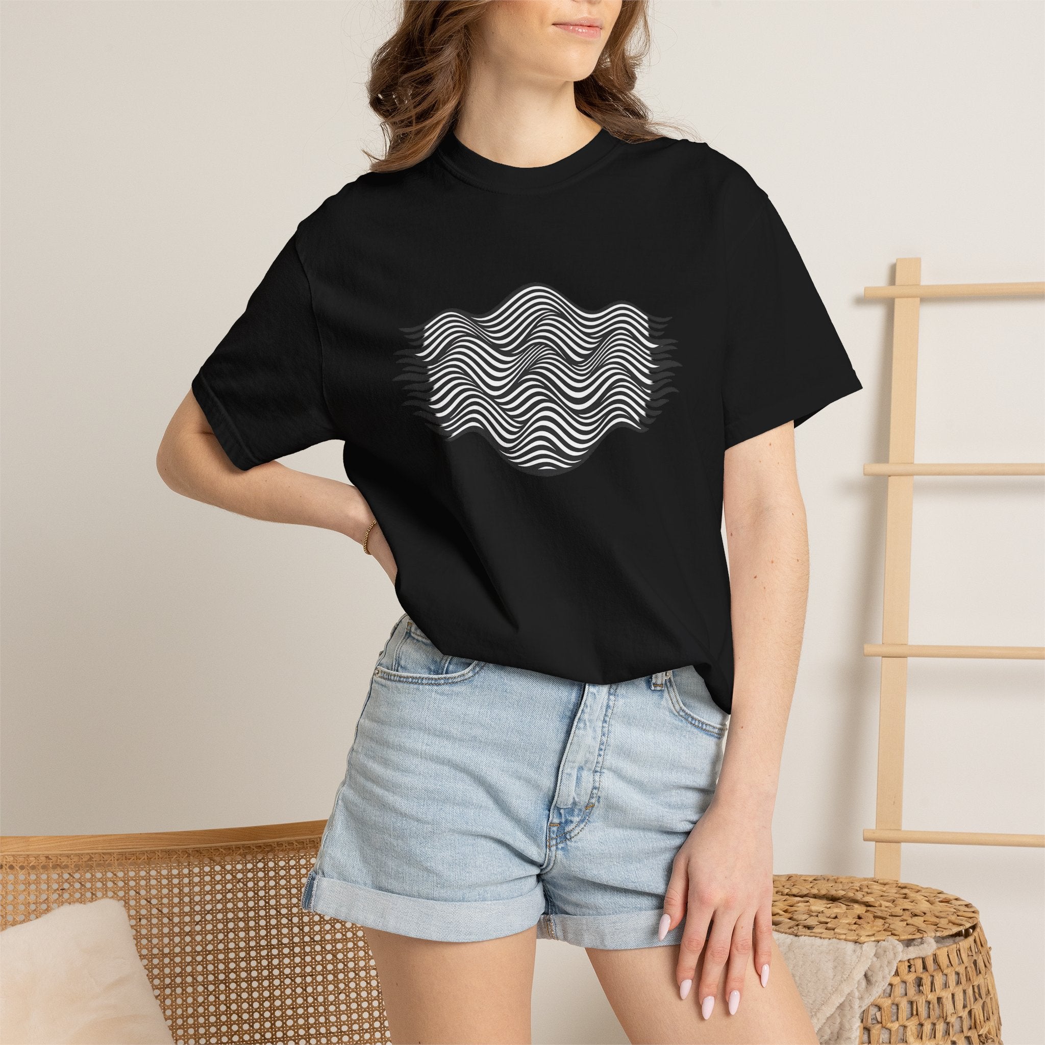 Minimal Wave Graphic T-Shirt — Abstract Line Art Tee