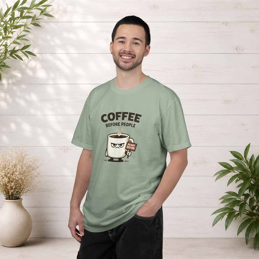 Coffee Before People T‑Shirt — Funny Morning Coffee Graphic Tee