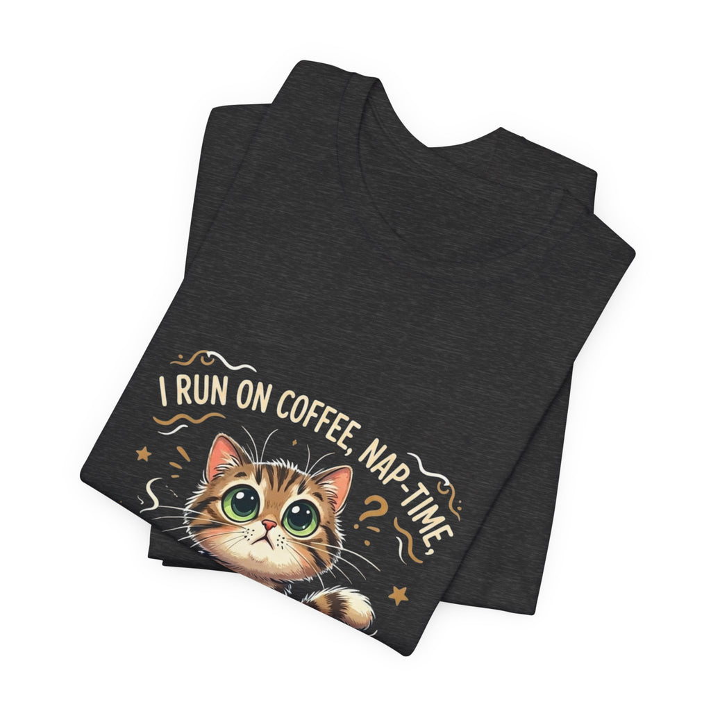Judging Cat Coffee Books T-Shirt | Cozy Kitty Illustration Tee