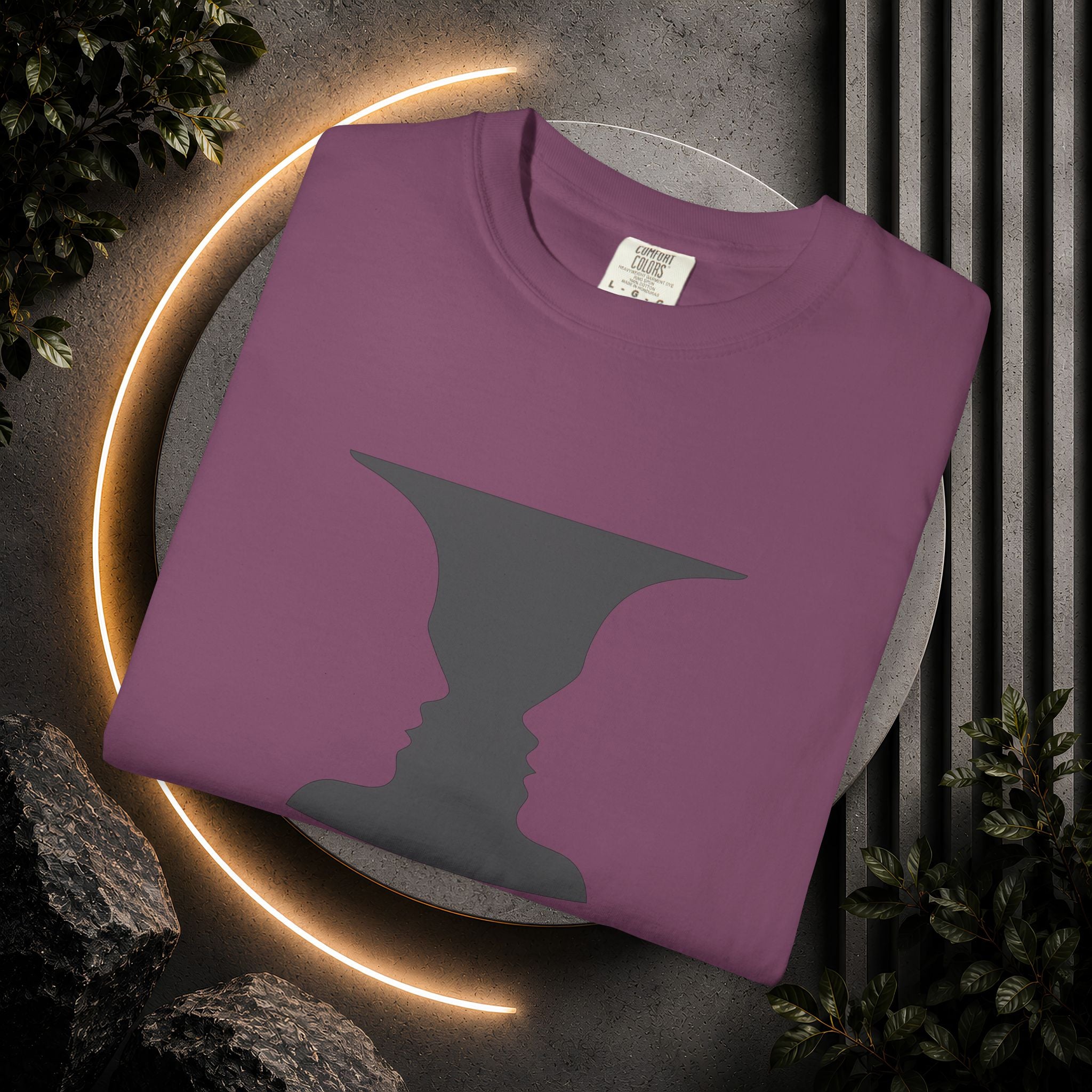 Optical Illusion Vase T-Shirt — Rubin’s Face Profile Graphic Tee