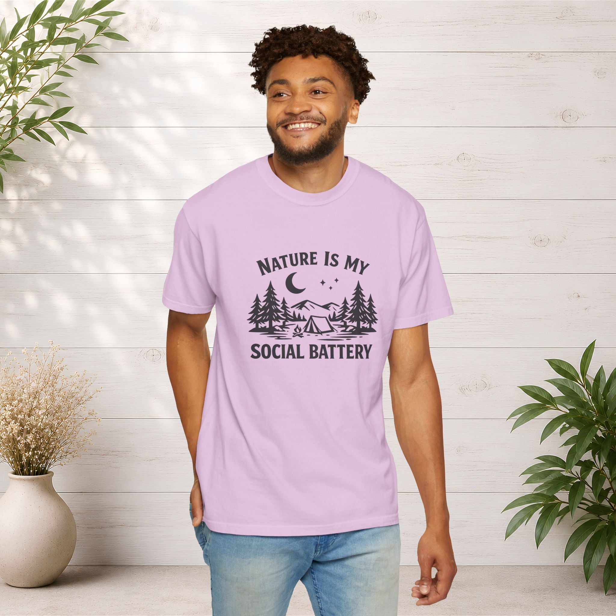 Nature Is My Social Battery T-Shirt — Outdoor Enthusiast Graphic Tee