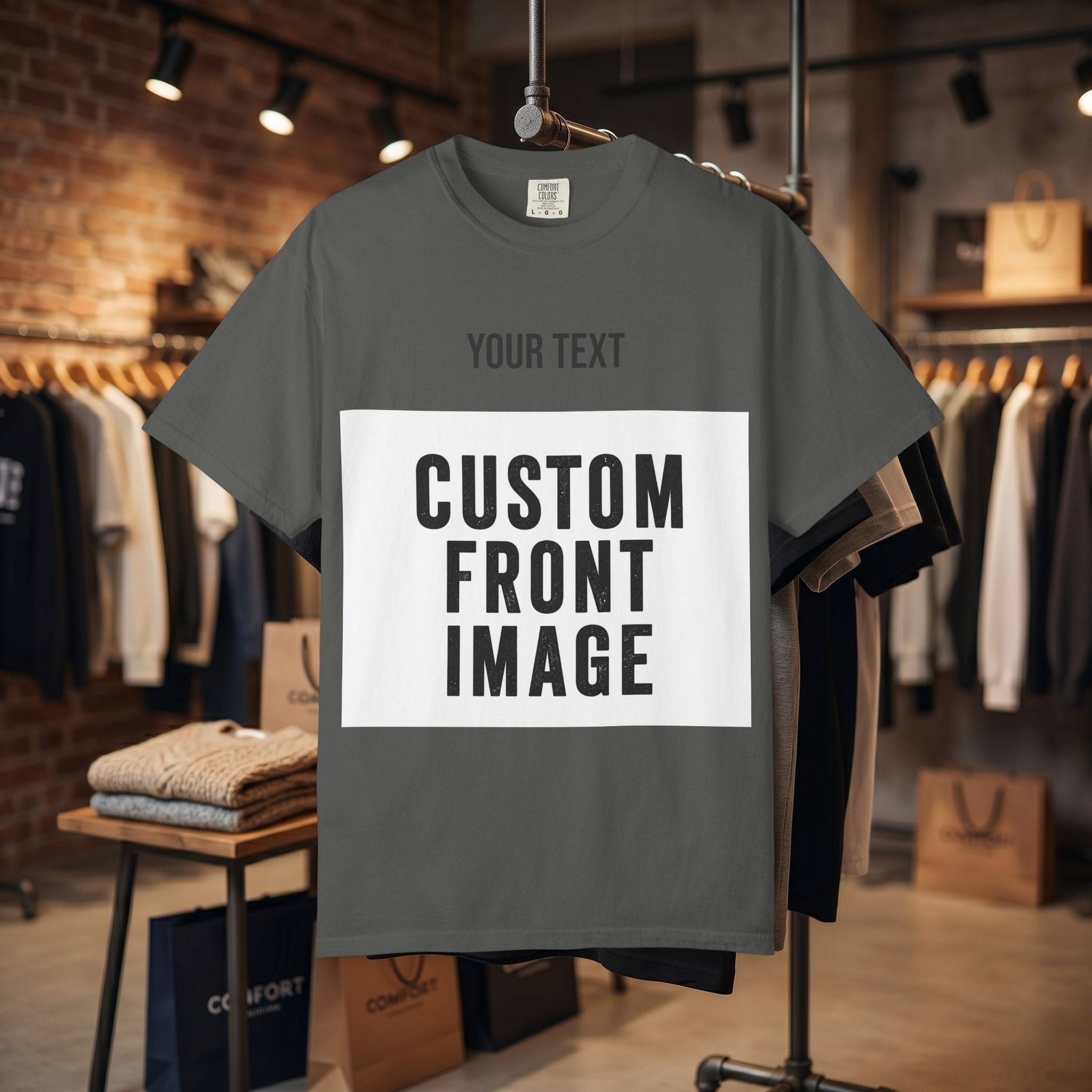 Custom Front Landscape Print T-Shirt — Personalized Text & Image Tee