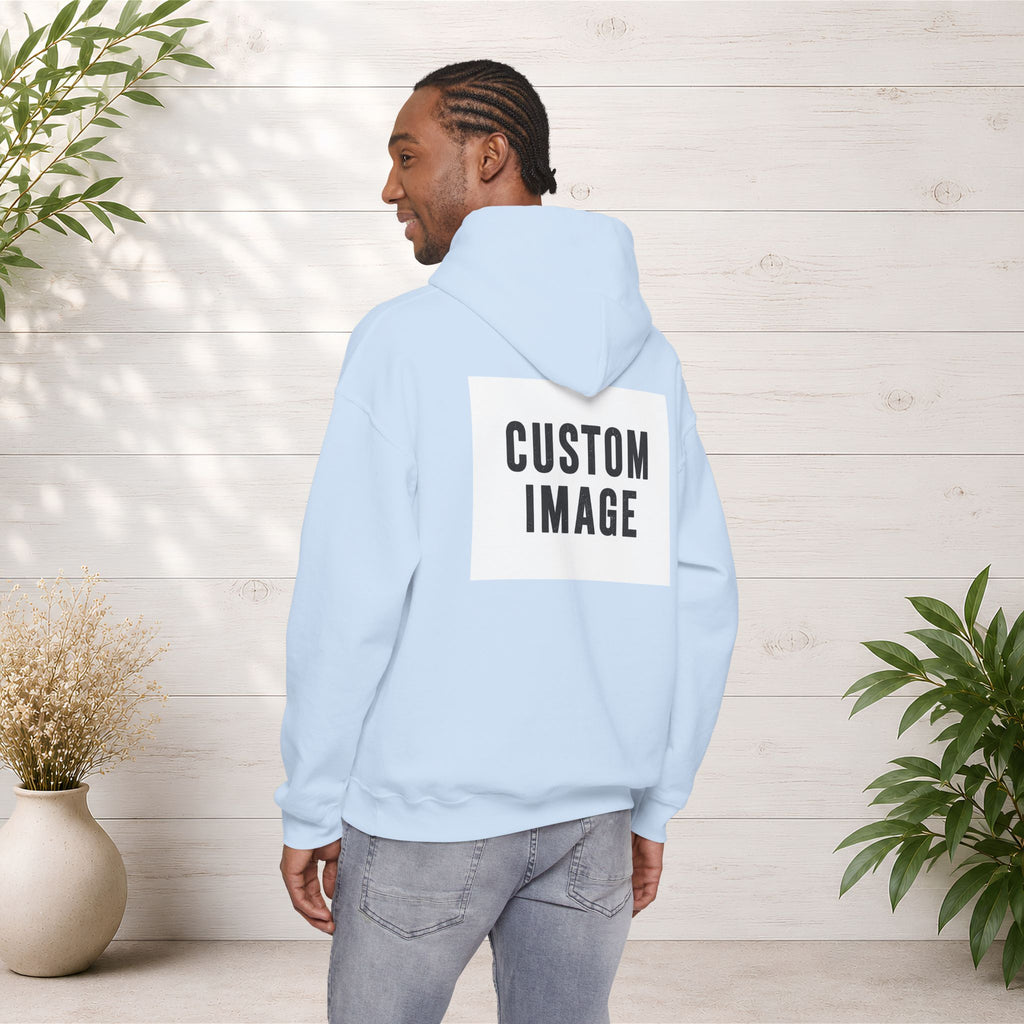 Custom Back Image Hoodie — Personalized White Pullover Hooded Sweatshirt