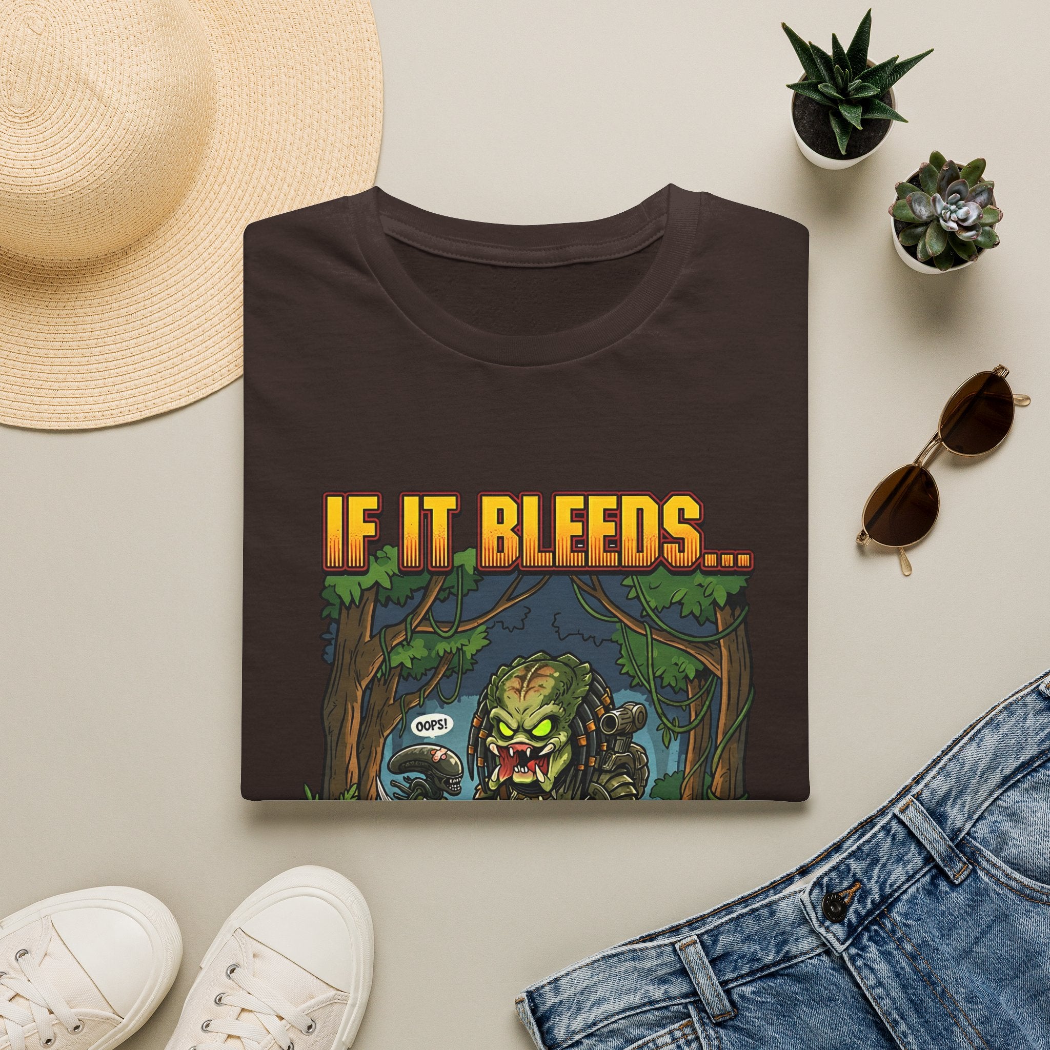 Predator "If It Bleeds" Forest Design T-Shirt | Horror Movie Character