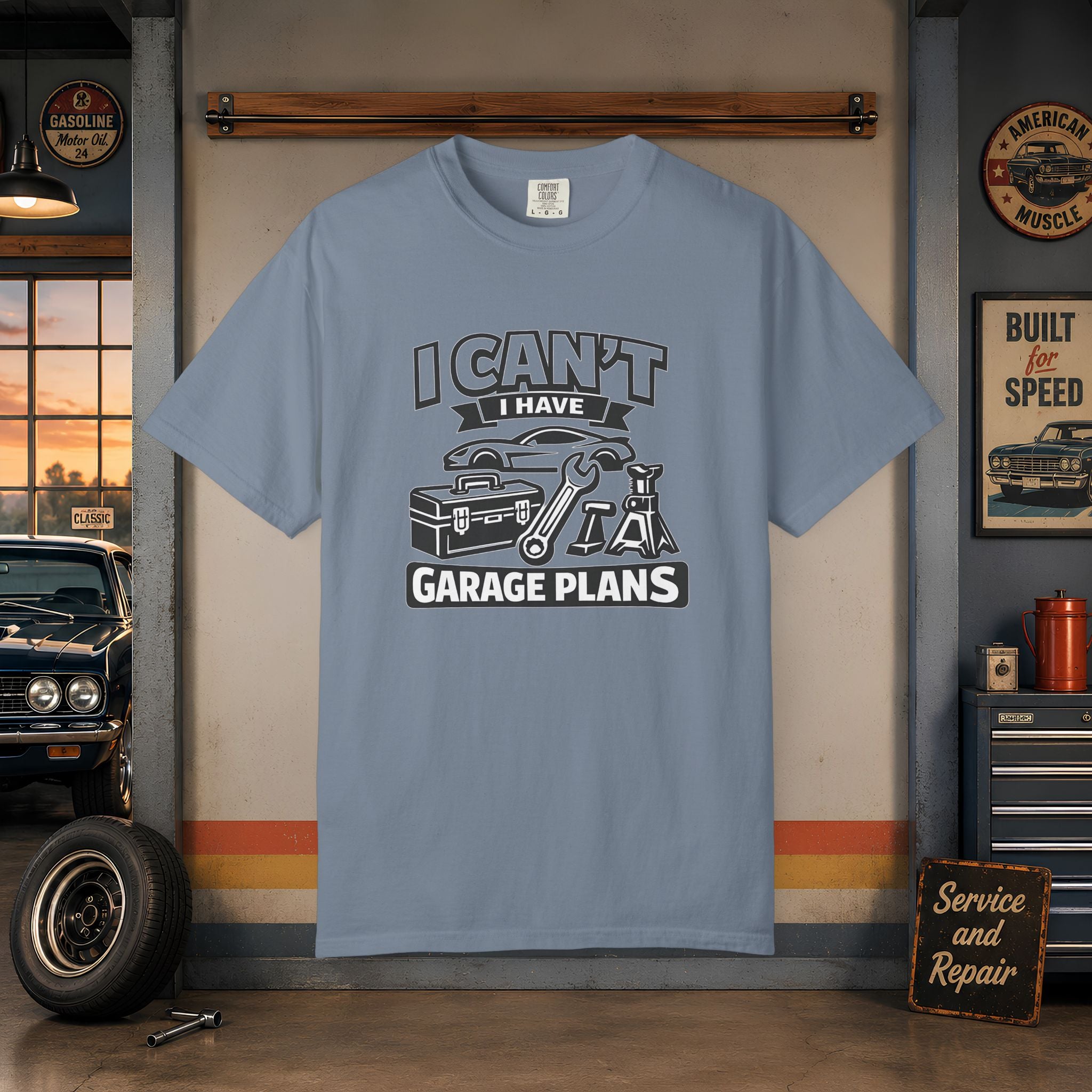Garage Plans T-Shirt — "I Can't I Have Garage Plans" Mechanics Gift Tee
