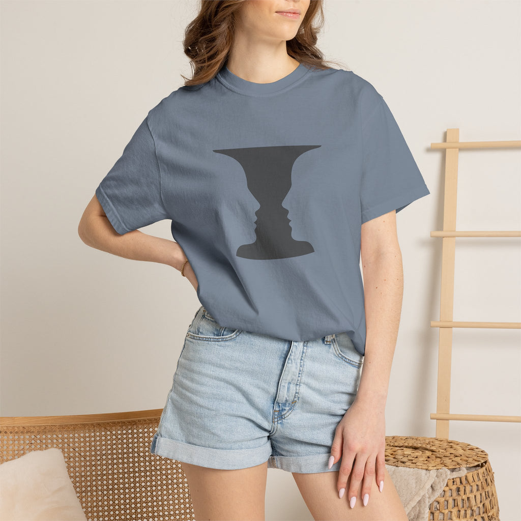 Optical Illusion Vase T-Shirt — Rubin’s Face Profile Graphic Tee