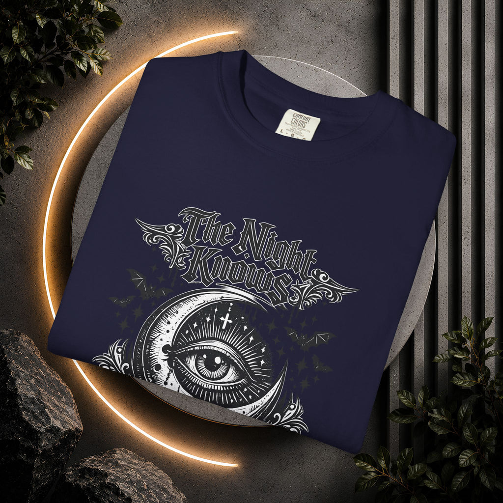 The Night Knows Eye T-Shirt — Mystical Gothic Graphic Tee