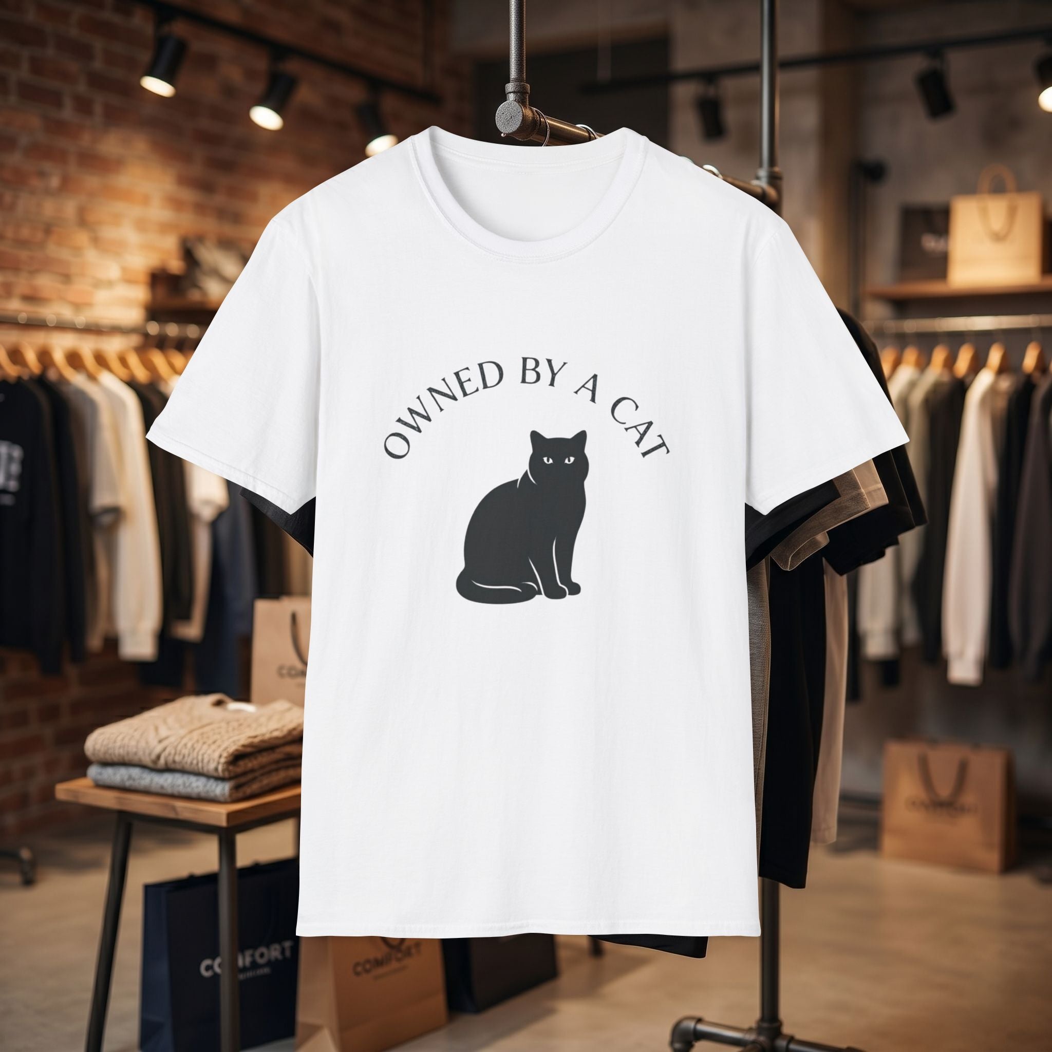 Owned By A Cat T-Shirt | Cat Silhouette Tee, Cat Lover Shirt