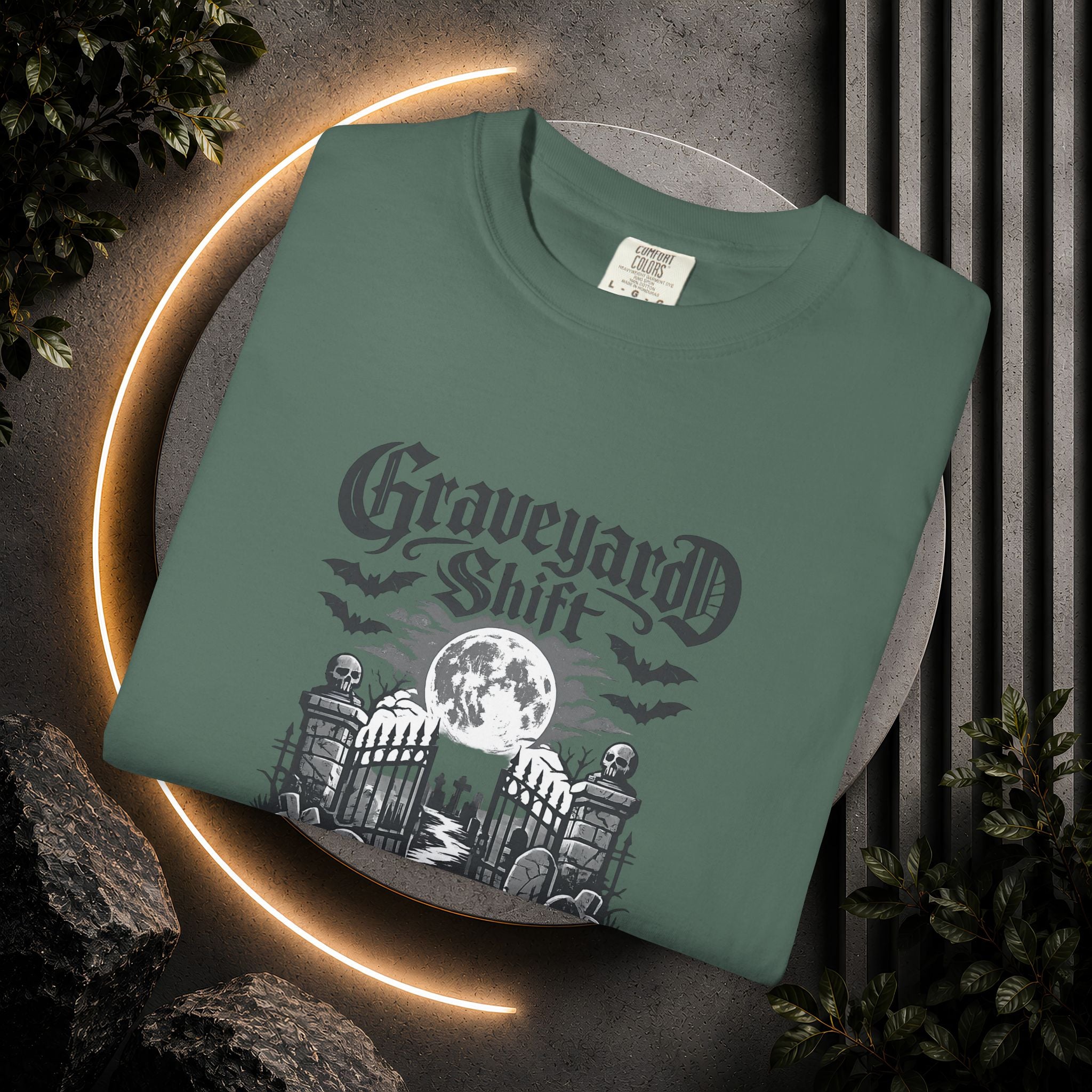 Graveyard Shift T-Shirt — Gothic Cemetery Skull Night Shift Tee