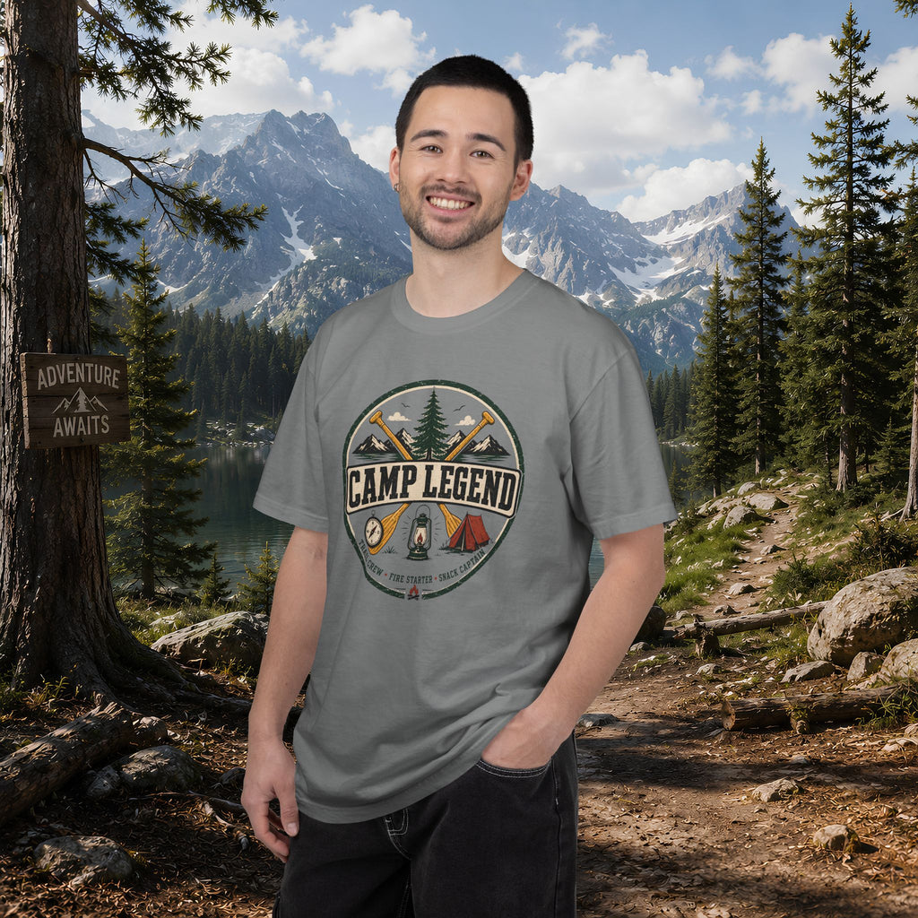 Camp Legend T-Shirt — Vintage Camping Badge Tee