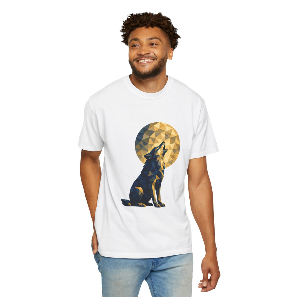 Geometric Howling Wolf T-Shirt | Moon Silhouette